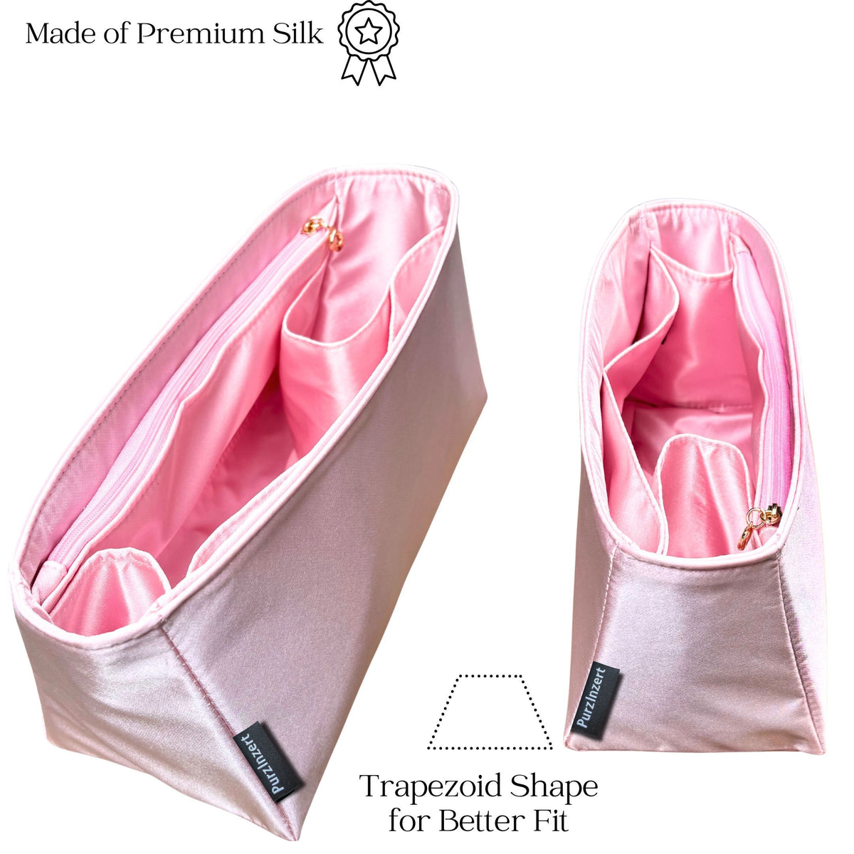 Bag Insert for (Fendi, Way Medium) Organizer of Silk Fabric