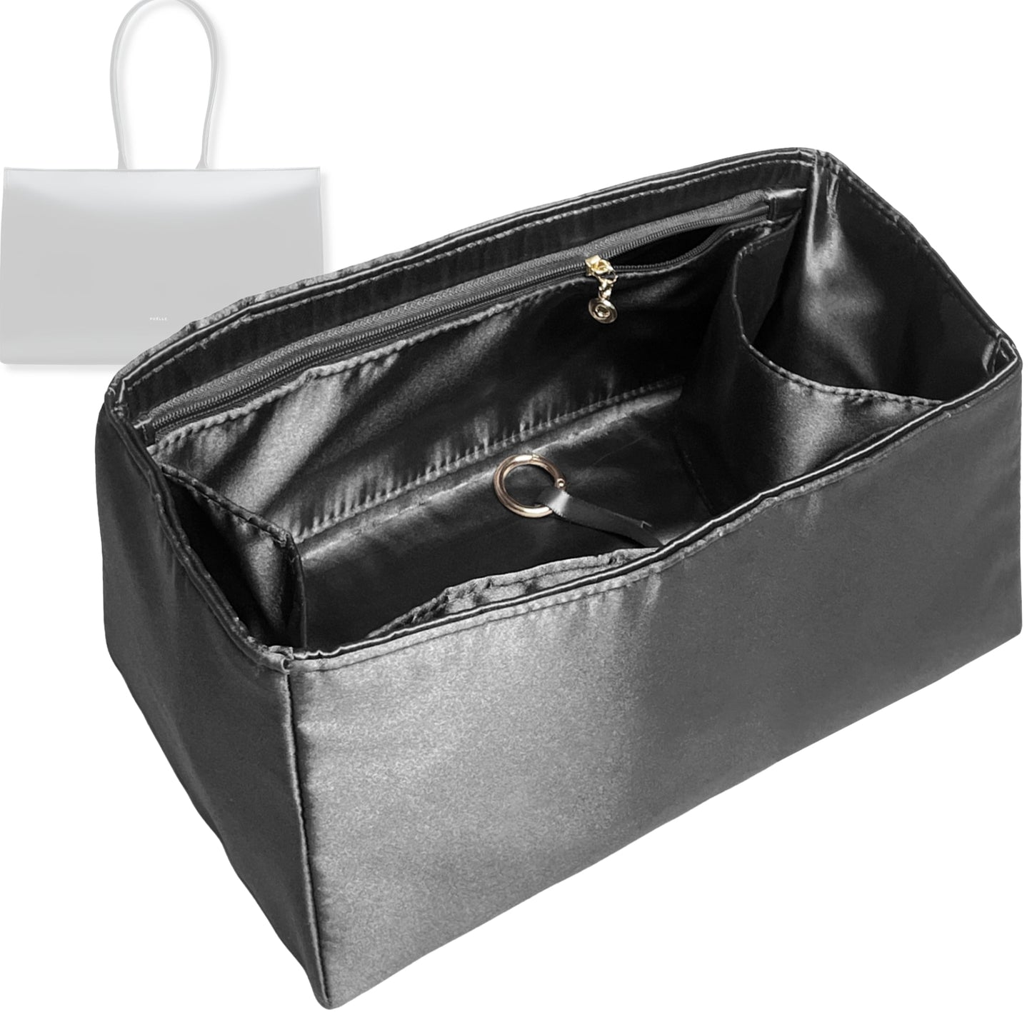 Bag Insert for (Poelle Atelier, Medium Carolyn Tote Bag) Organizer Tote Purse Organiser Liner Shaper [Premium Silk Material]