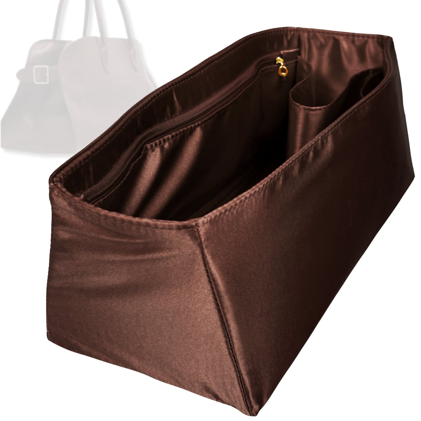 Bag Insert for (The Row, East West Margaux Bag) Organizer Tote Purse Organiser Liner Shaper [Premium Silk Material]