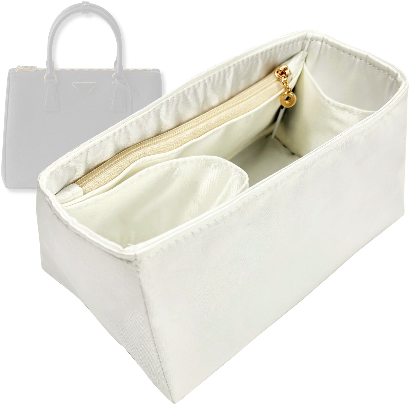 Bag Insert for (Prada, Galleria Medium) Organizer Tote Purse Organiser Liner Shaper [Premium Silk Material]