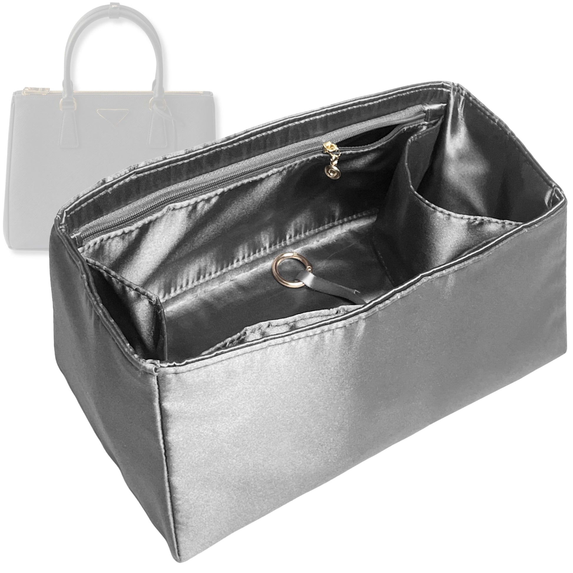 Bag Insert for (Prada, Galleria Small) Organizer Tote Purse Organiser Liner Shaper [Premium Silk Material]