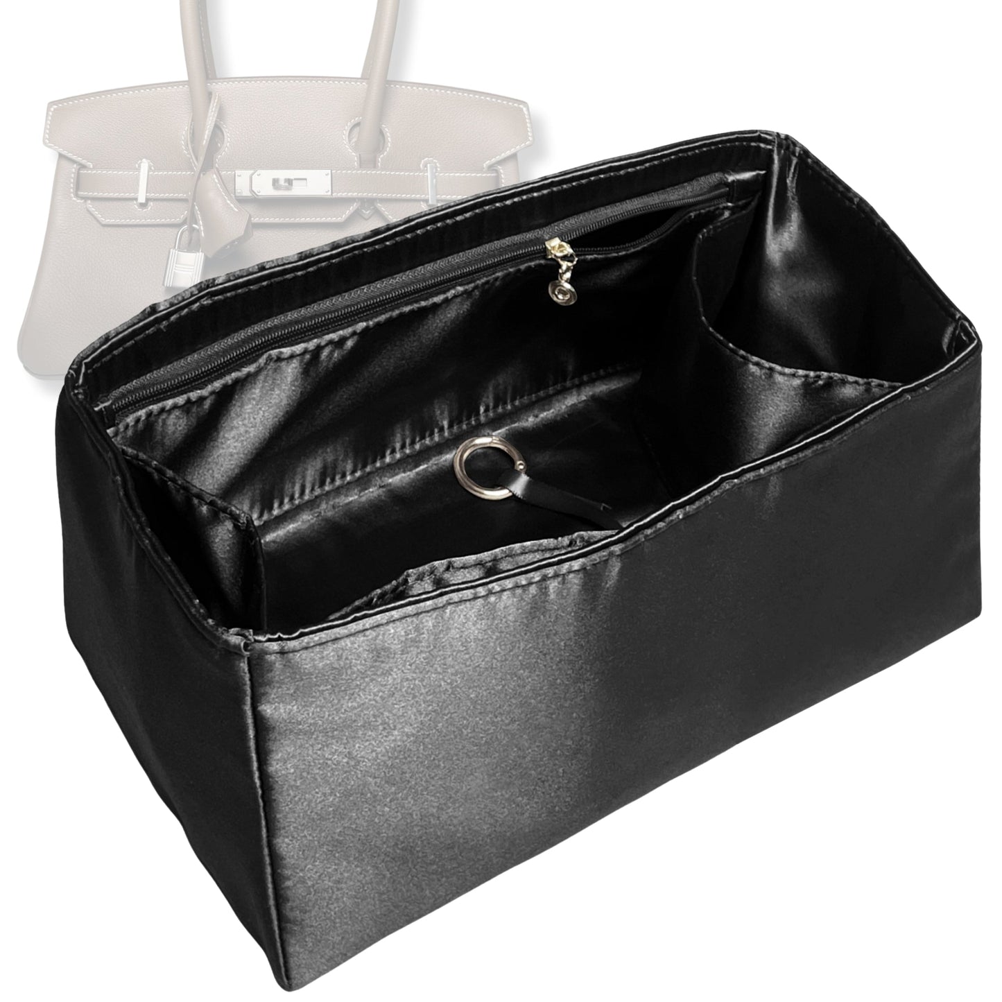 Bag Insert for (Hermes, Birkin Shoulder Light 39) Organizer Tote Purse Organiser Liner Shaper [Premium Silk Material]