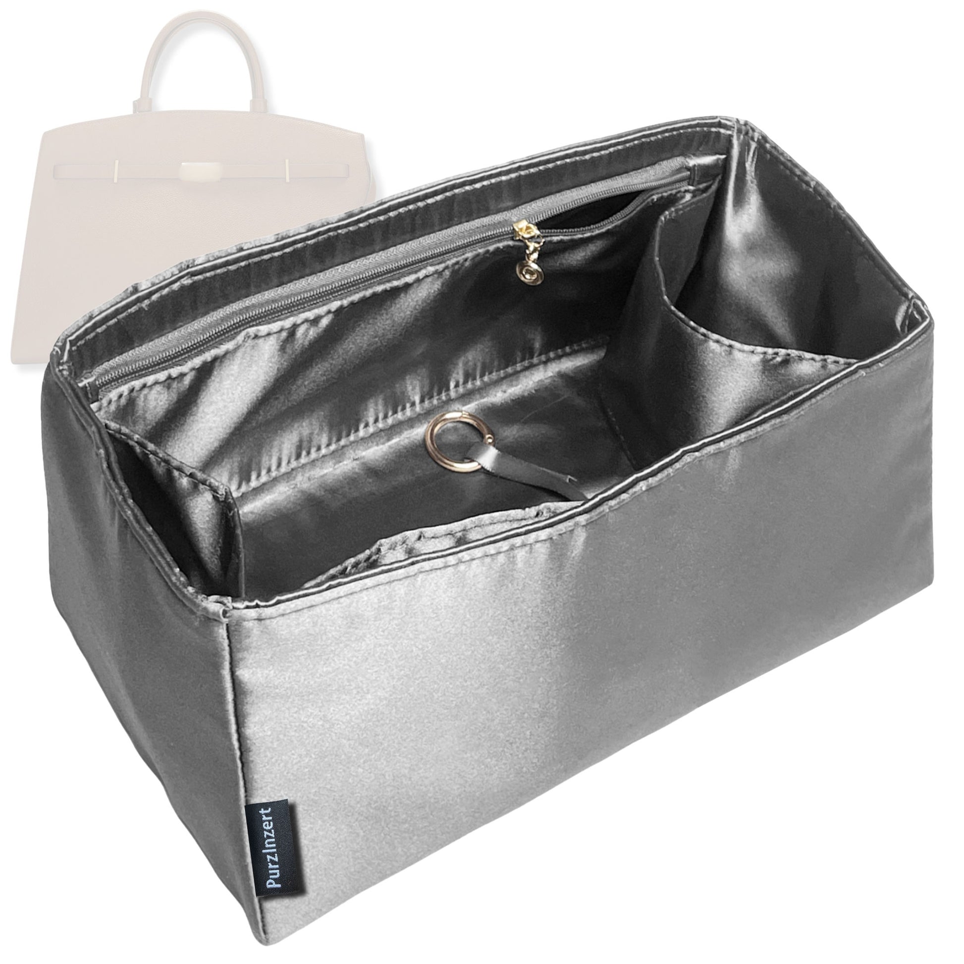 Bag Insert for (DeMellier, The Hudson) Organizer Tote Purse Organiser Liner Shaper [Premium Silk Material]
