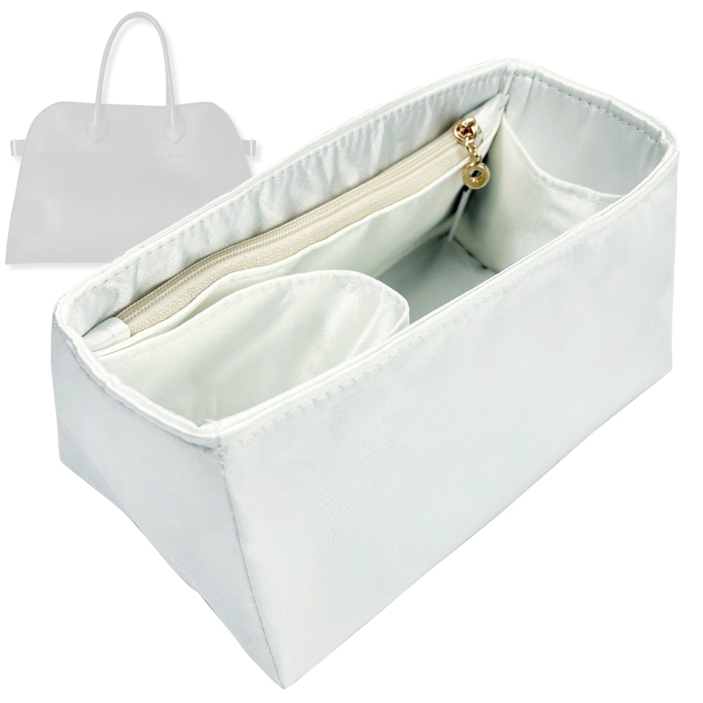 Bag Insert for (The Row, Soft Margaux 10 Bag in Leather) Organizer Tote Purse Organiser Liner Shaper [Premium Silk Material]