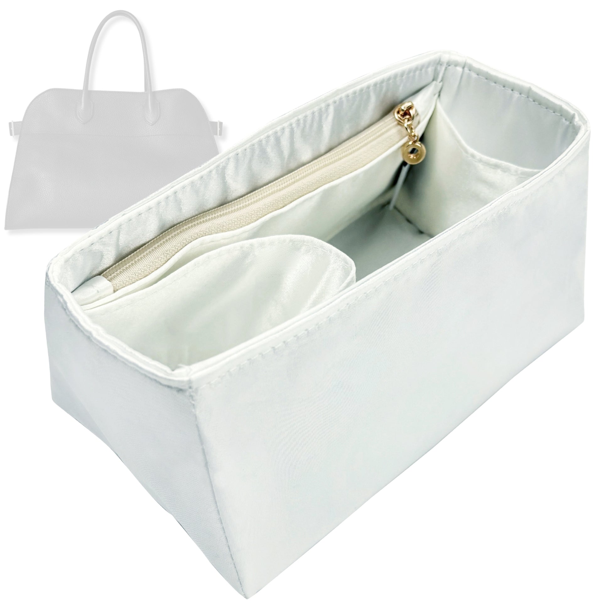 Bag Insert for (The Row, Soft Margaux 10 Bag in Leather) Organizer Tote Purse Organiser Liner Shaper [Premium Silk Material]