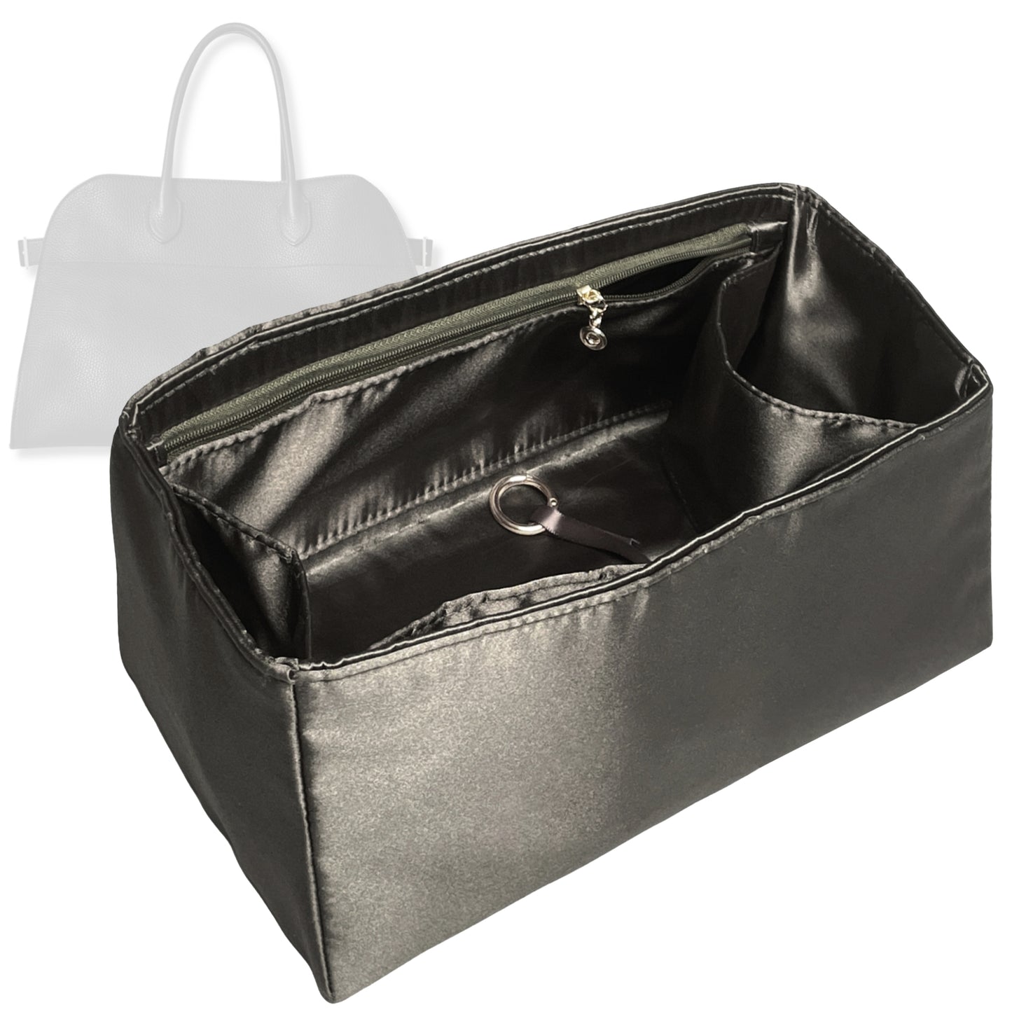 Bag Insert for (The Row, Soft Margaux 15 Bag in Leather) Organizer Tote Purse Organiser Liner Shaper [Premium Silk Material]