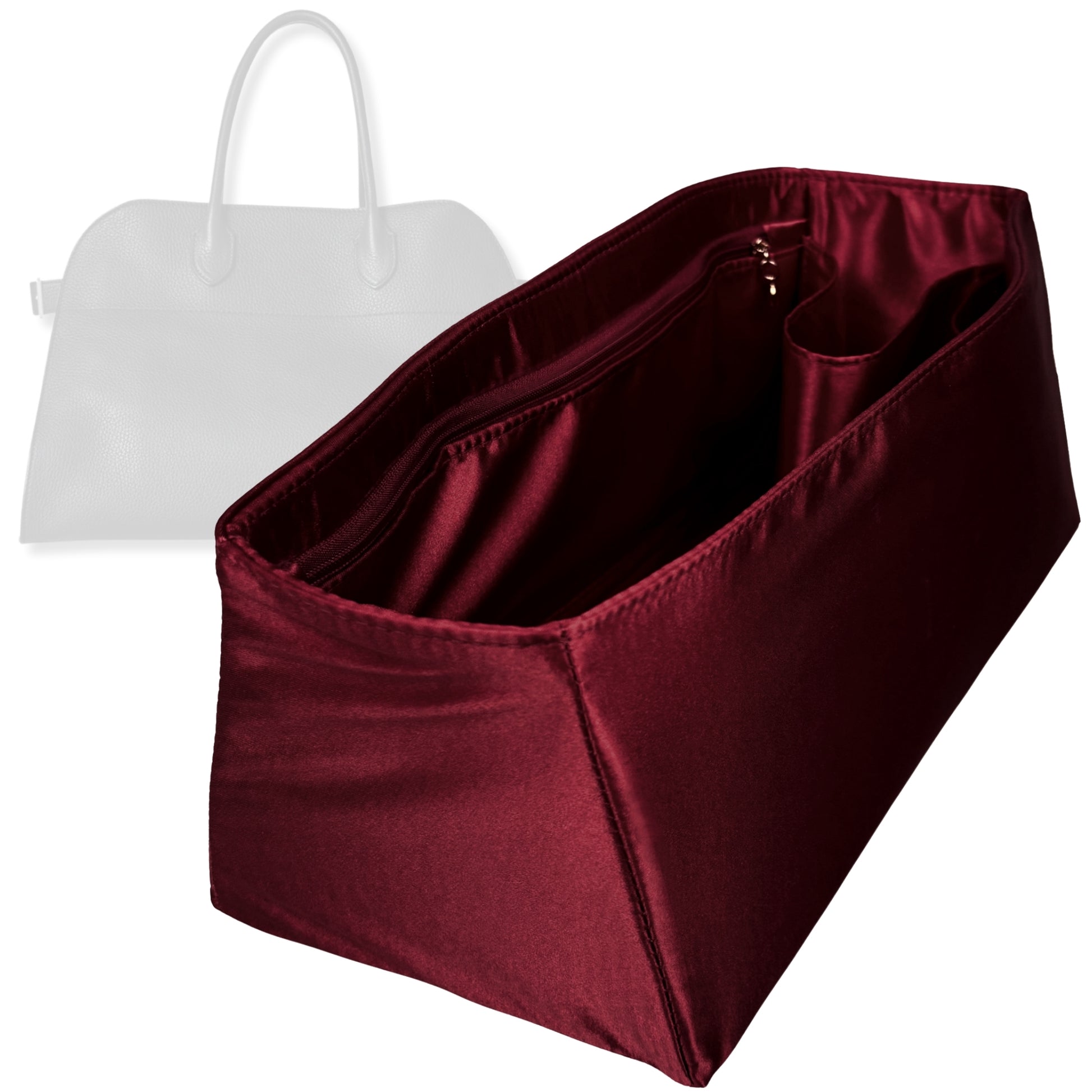 Bag Insert for (The Row, Soft Margaux 17 Bag in Leather) Organizer Tote Purse Organiser Liner Shaper [Premium Silk Material]