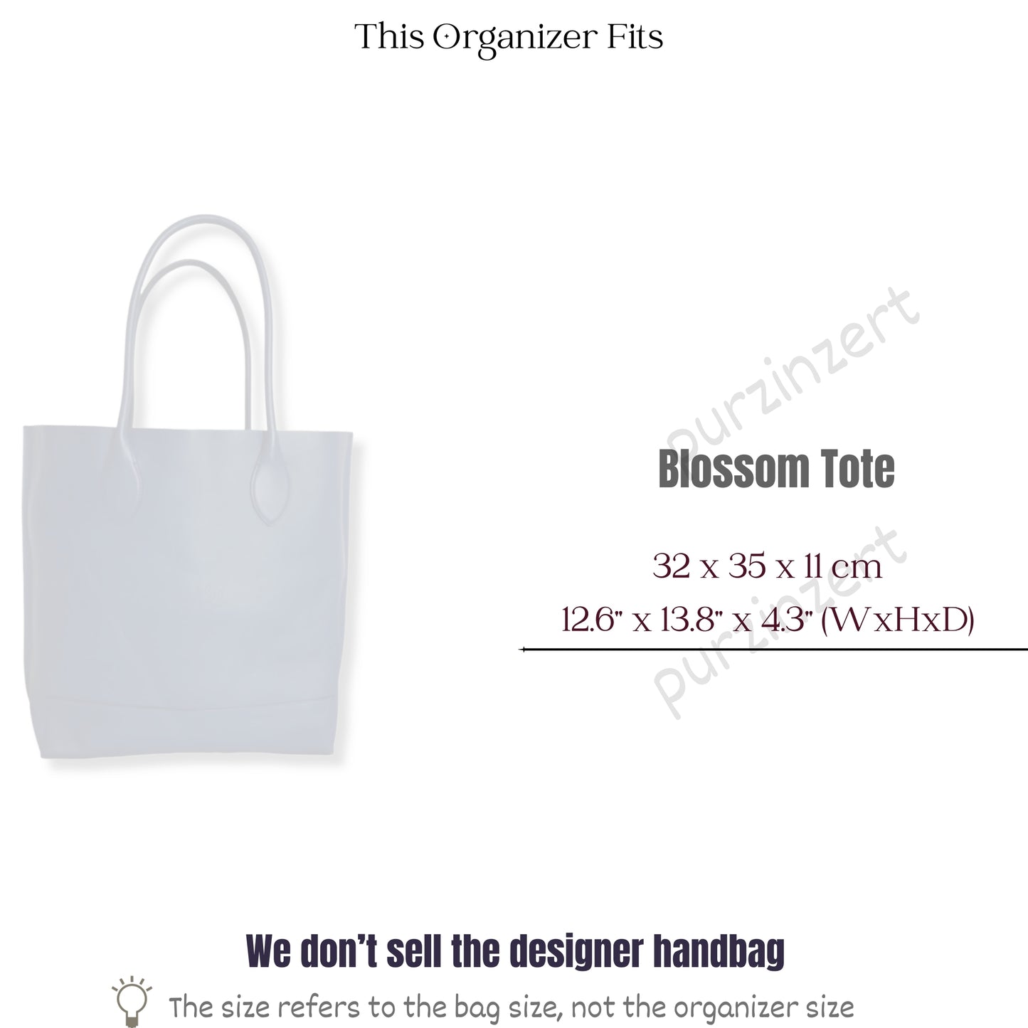 Bag Insert for (Mulberry, Blossom) Organizer of Nylon Fabric