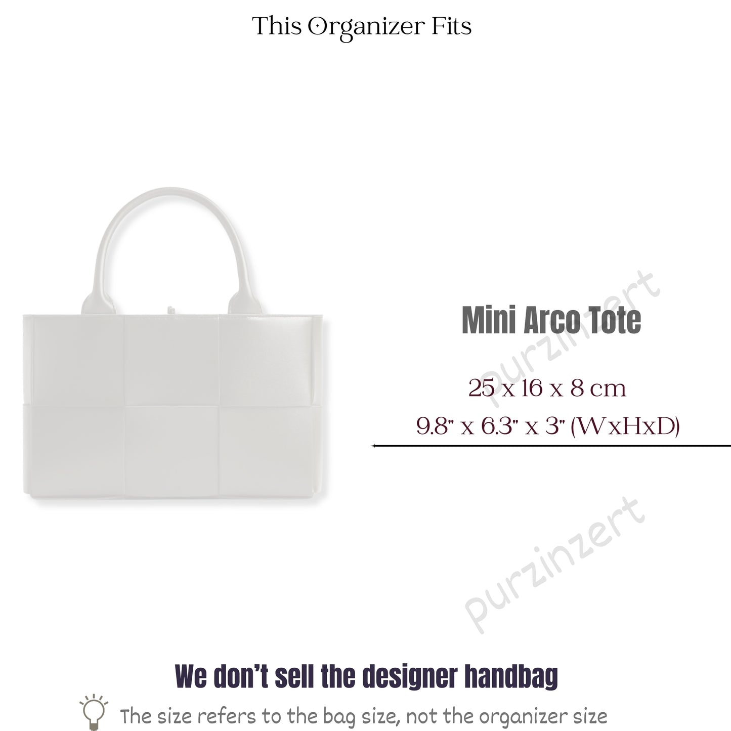 Bag Insert for (Bottega Veneta, Mini Arco Tote) Organizer of Felt Fabric