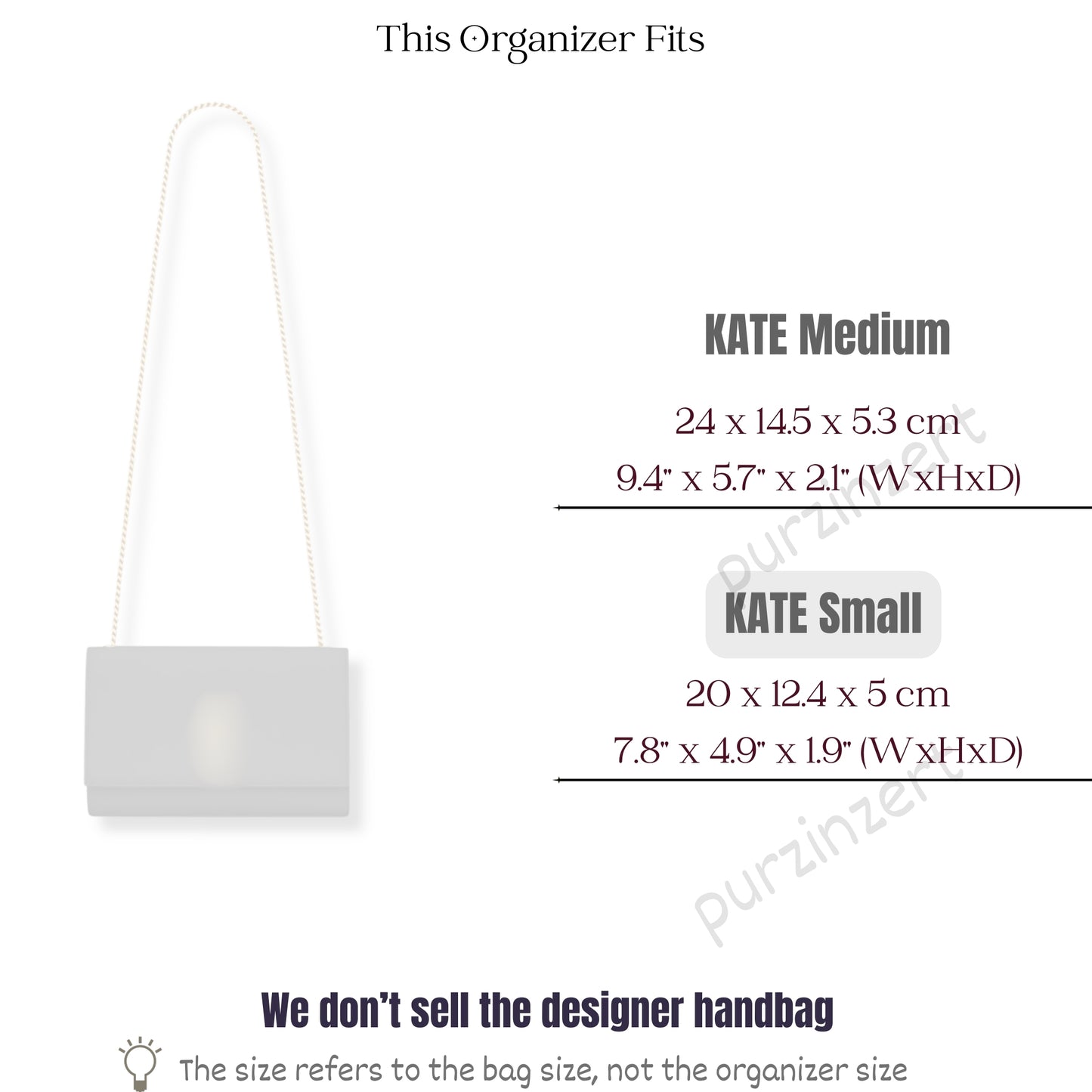 Bag Insert for (Saint Laurent (YSL), KATE Small) Organizer of Felt Fabric