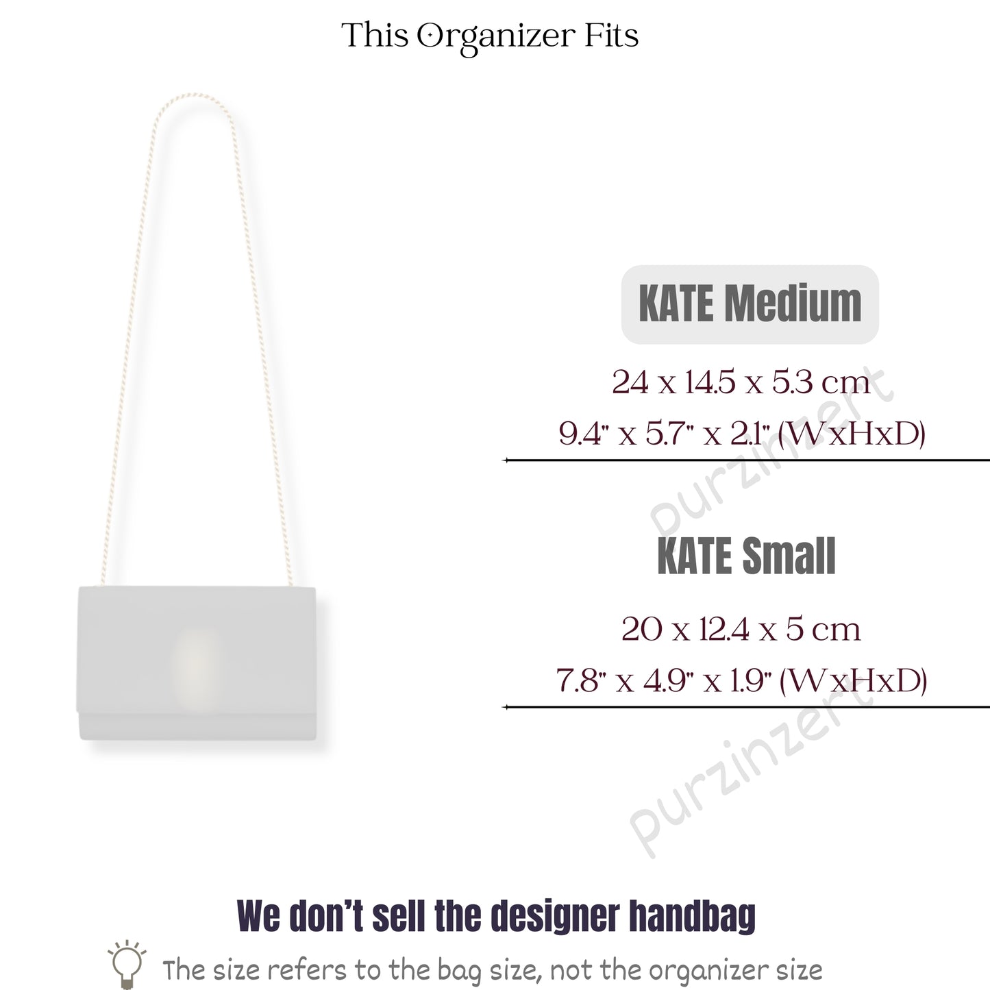 Bag Insert for (Saint Laurent (YSL), KATE Medium) Organizer of Felt Fabric