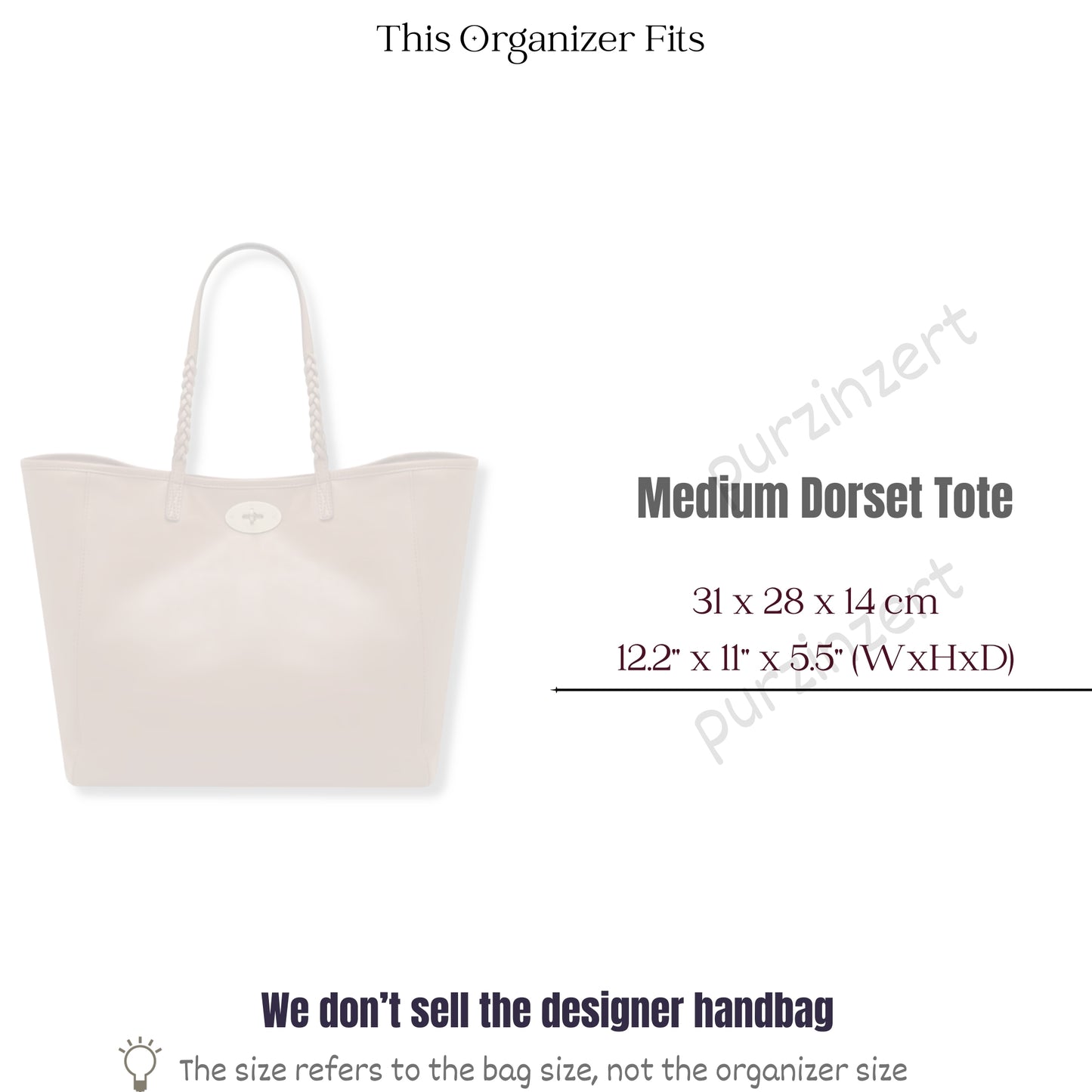 Bag Insert for (Mulberry, Dorset) Organizer of Felt Fabric