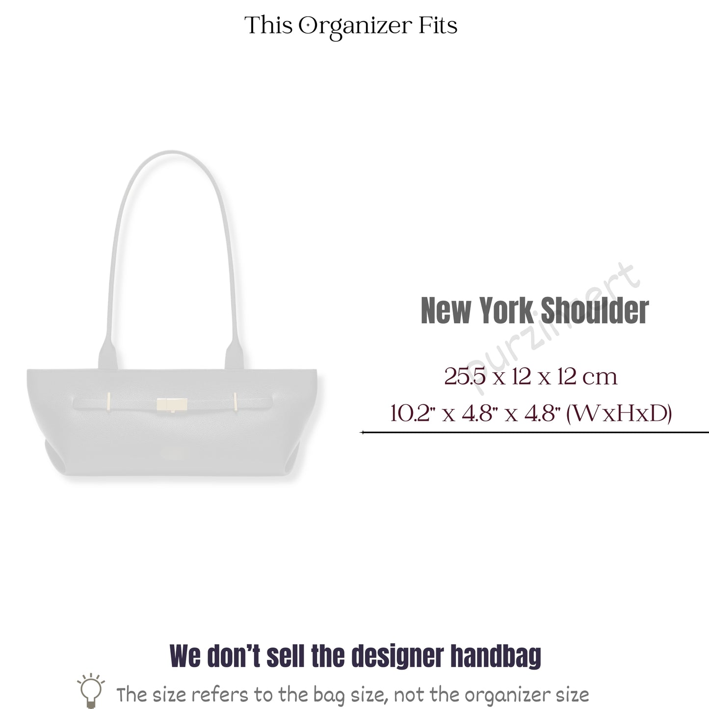 Bag Insert for (DeMellier, New York Shoulder) Organizer of Felt Fabric
