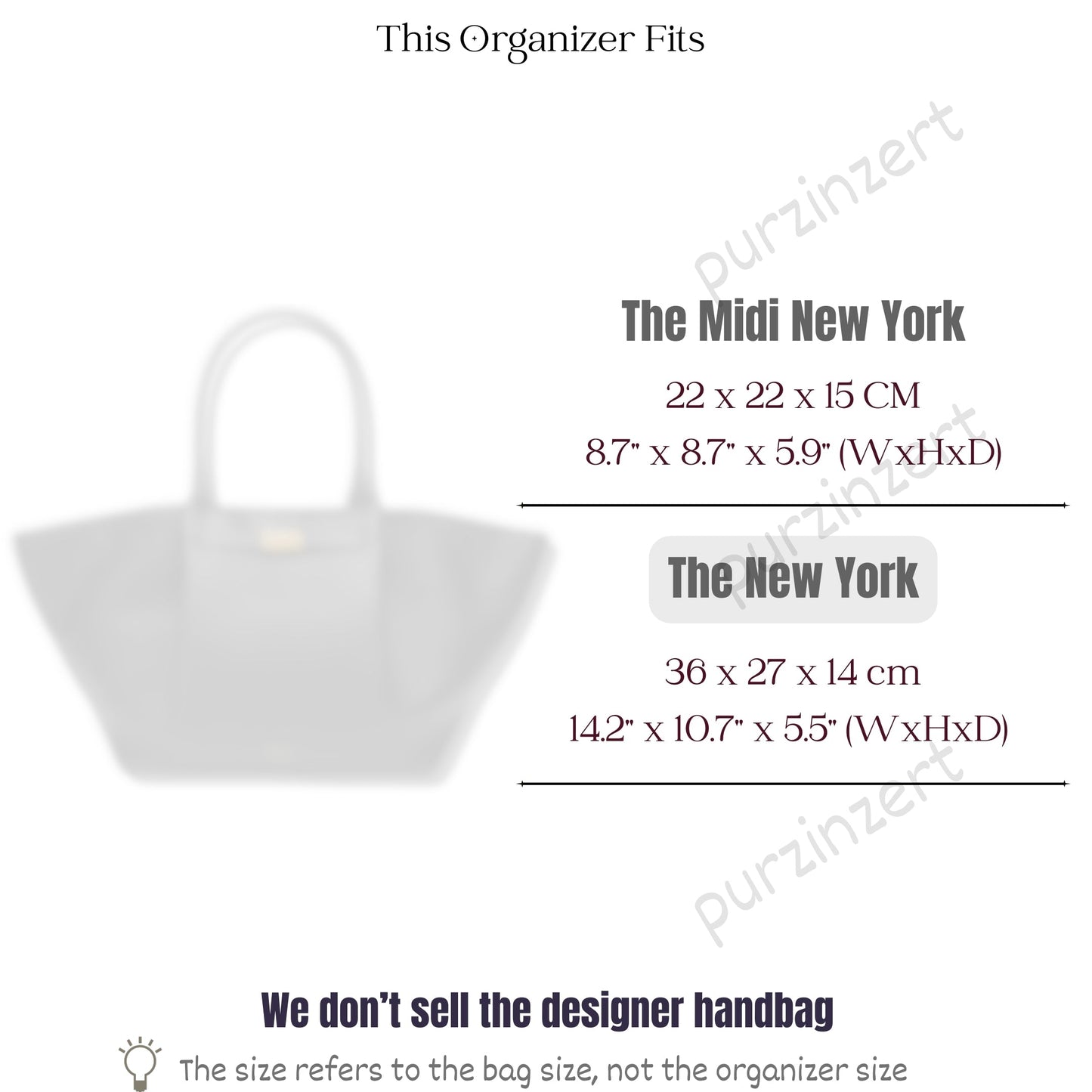 Bag Insert for (DeMellier, New York) Organizer of Nylon Fabric