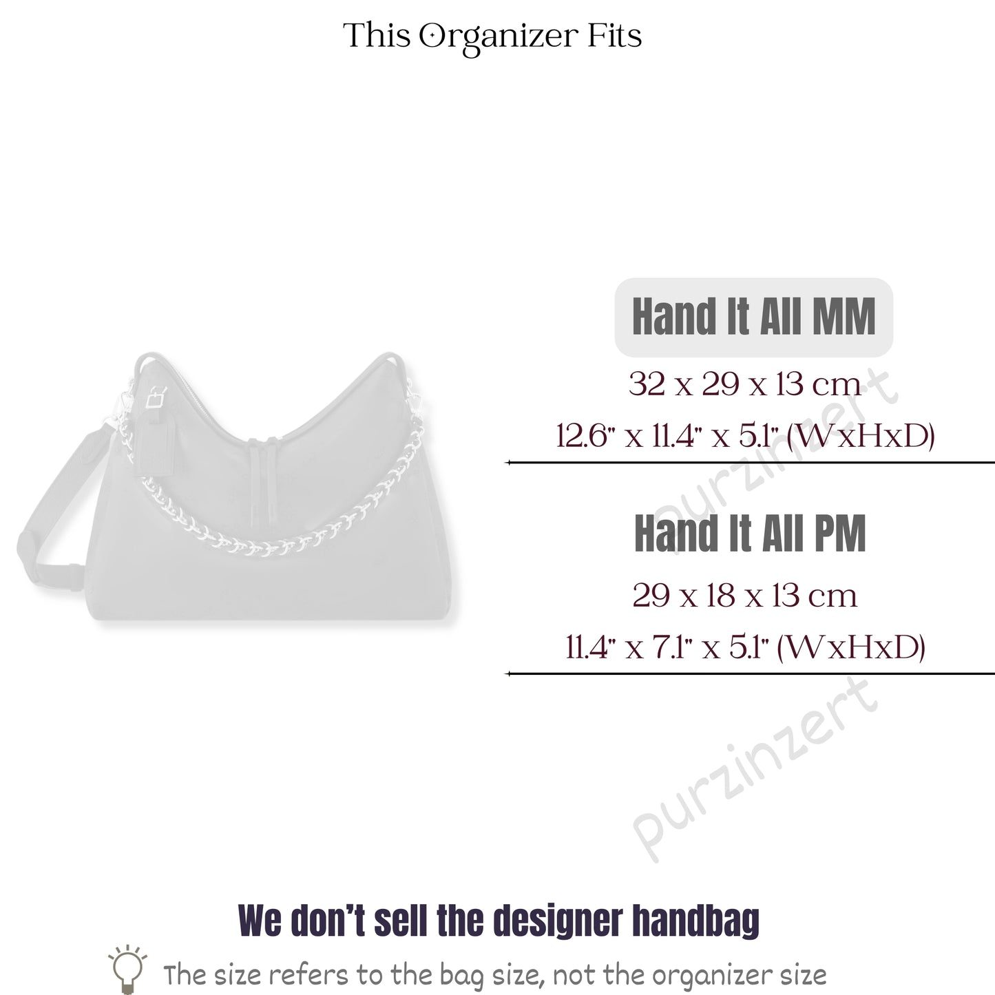 Bag Insert for (LV, Hand It All MM) Organizer of Silk Fabric