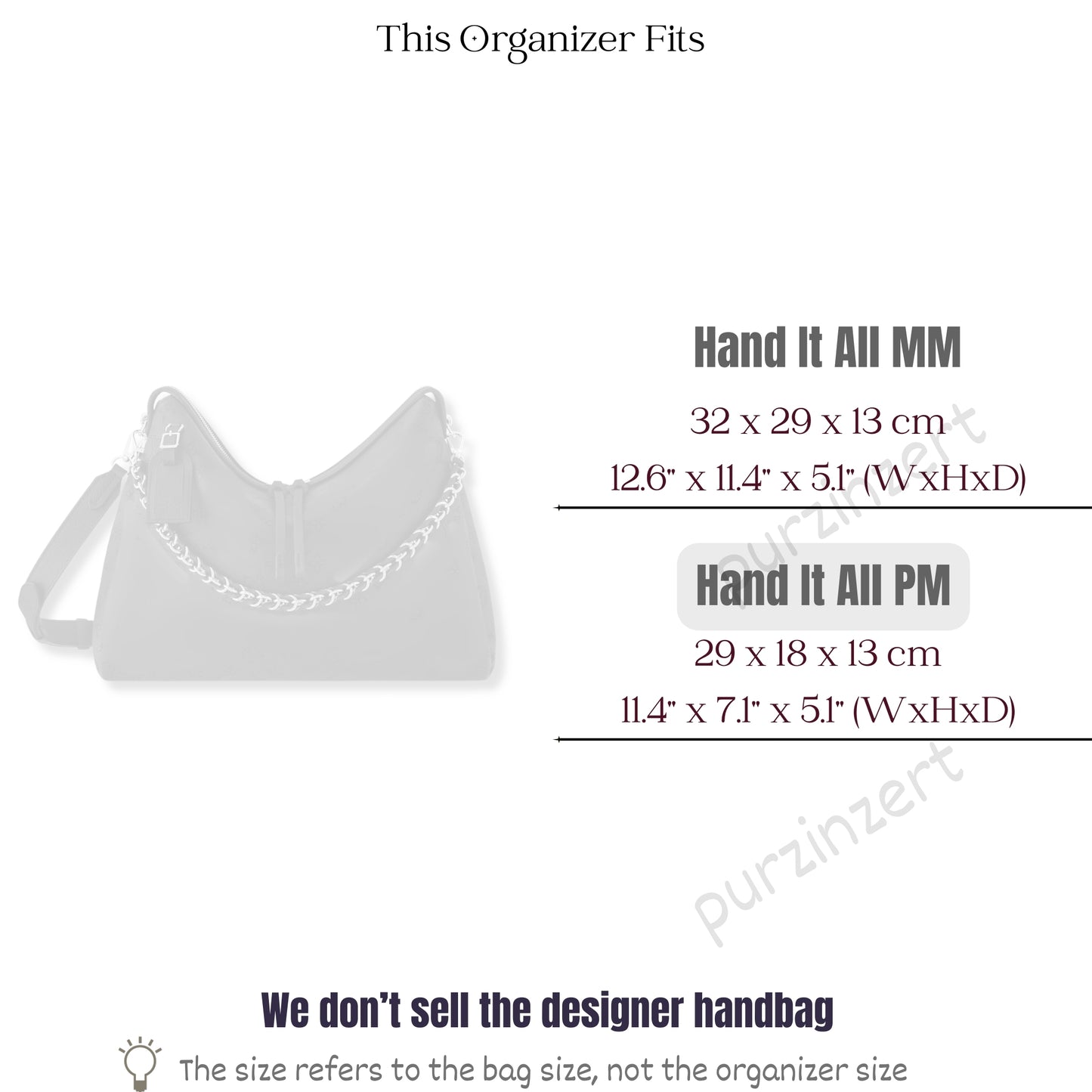 Bag Insert for (LV, Hand It All PM) Organizer of Felt Fabric