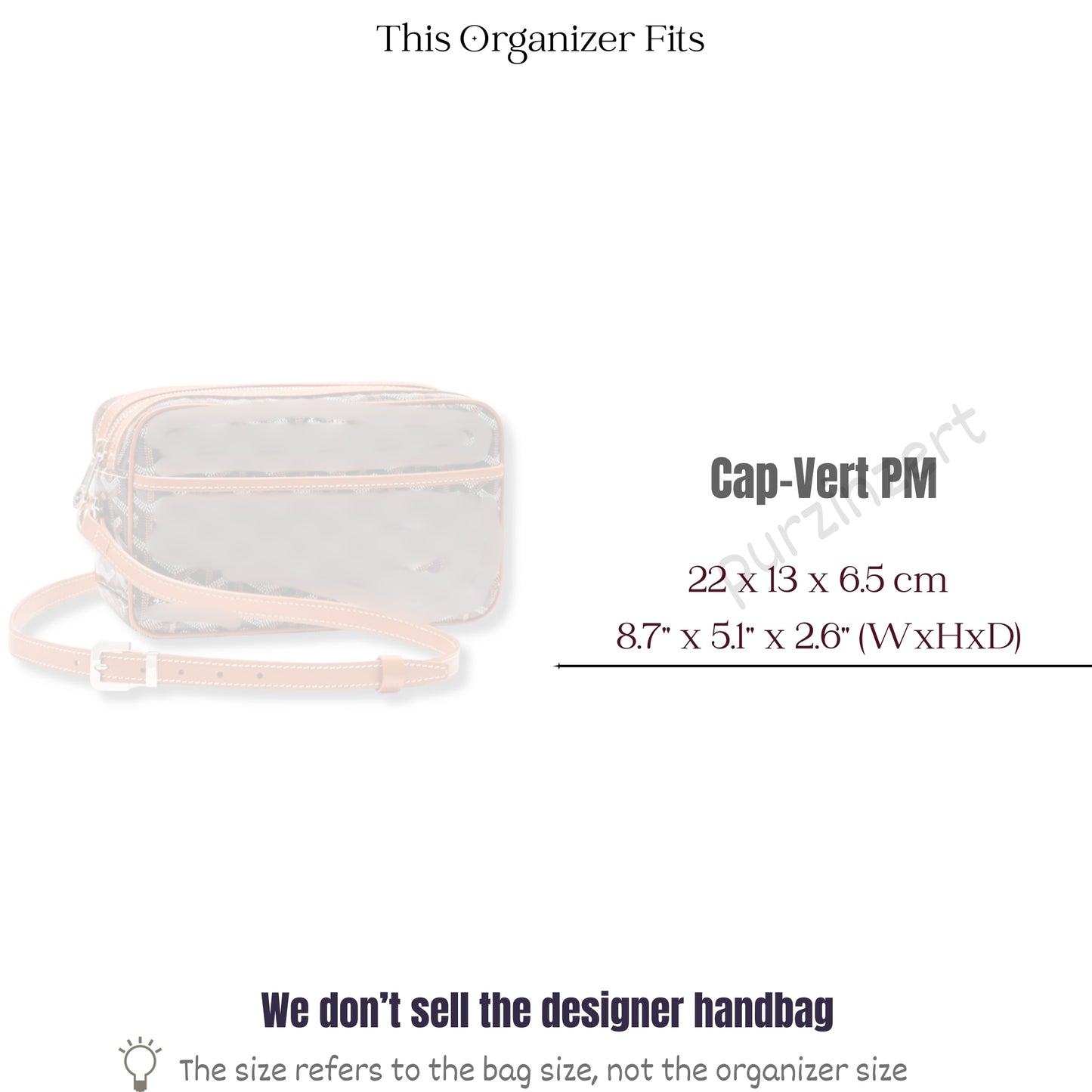 Bag Insert for (Goyard, Cap-Vert PM) Organizer of Felt Fabric