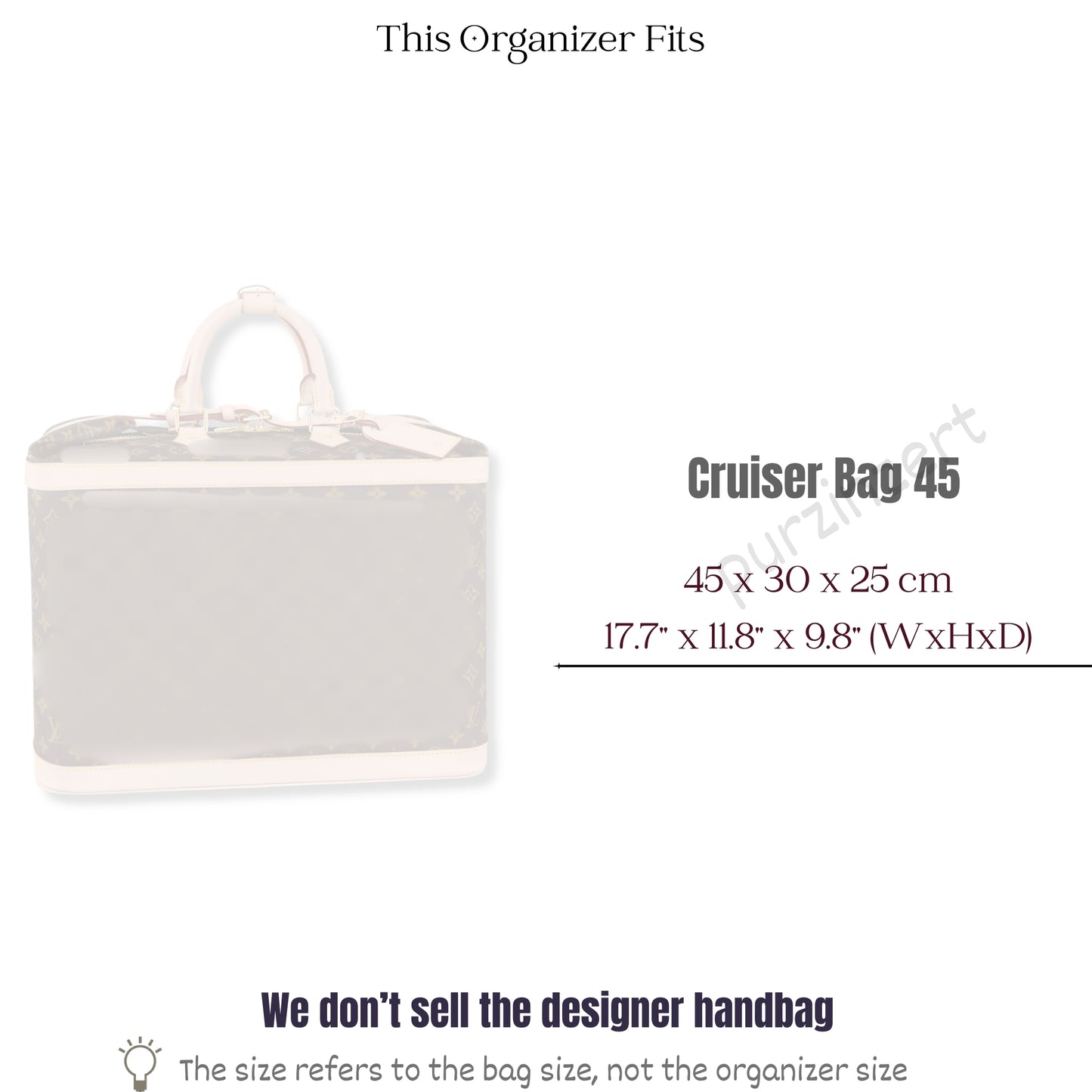 Bag Insert for (LV, Cruiser 45) Organizer of Felt Fabric