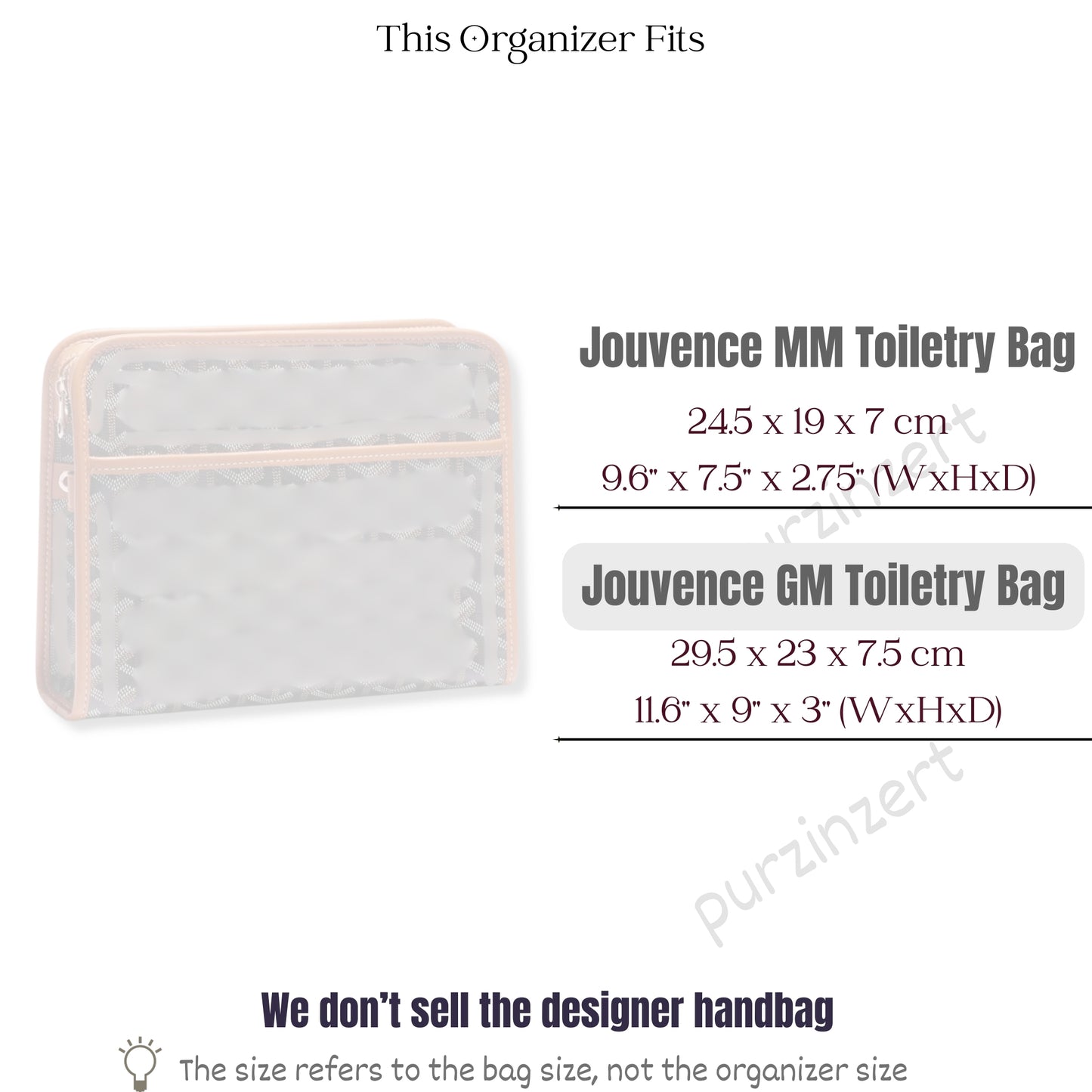 Bag Insert for (Goyard, Jouvence GM) Organizer of Silk Fabric