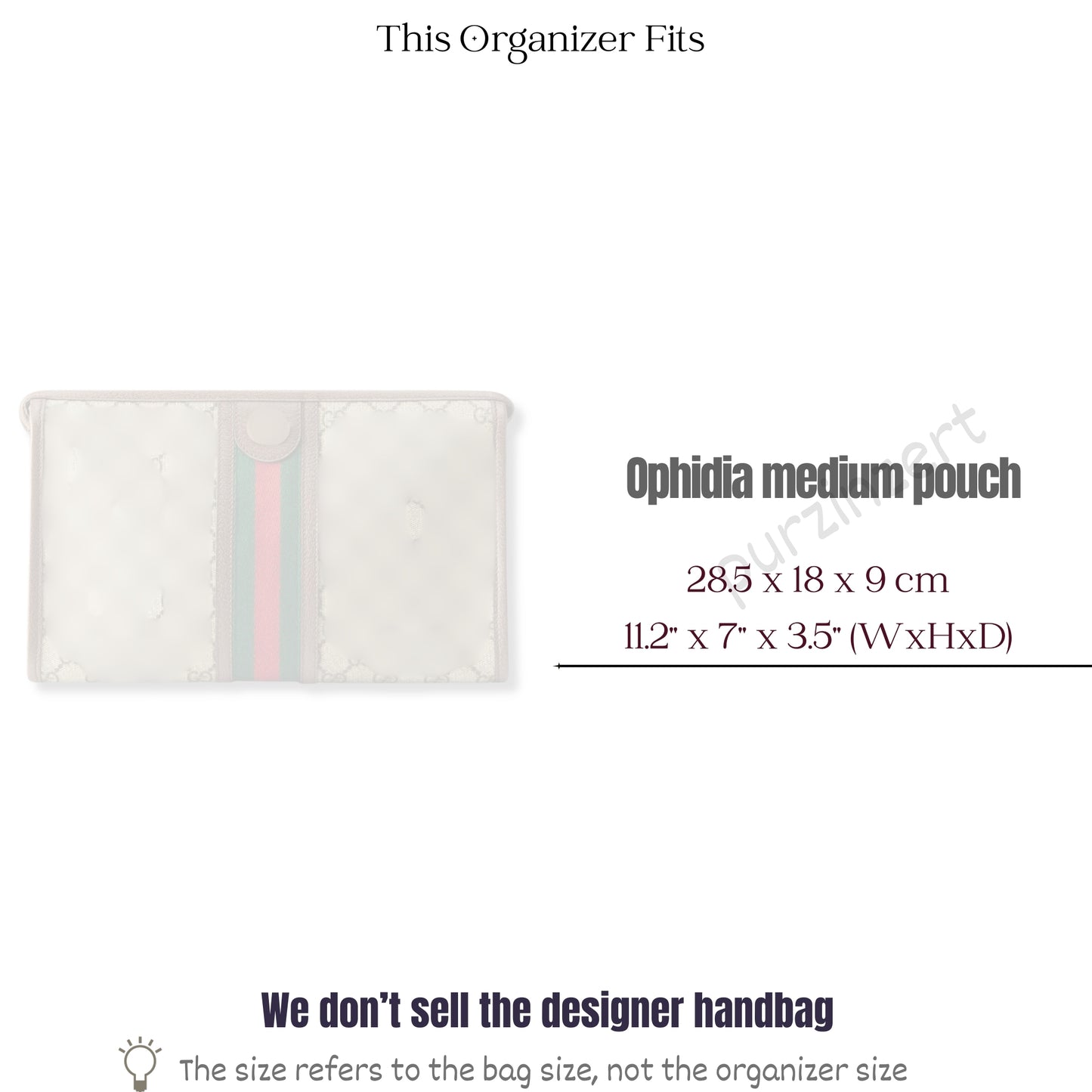 Bag Insert for (Gucci, GG Supreme Ophidia Toiletry Case) Organizer of Felt Fabric
