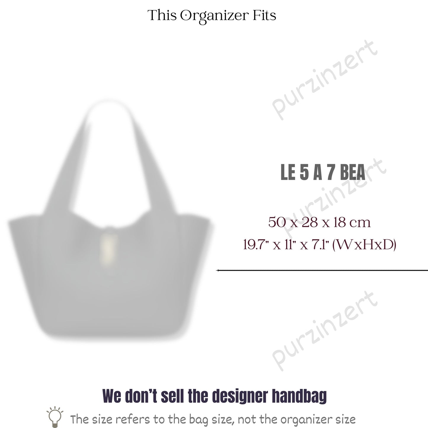Bag Insert for (Saint Laurent (YSL), LE 5 A 7 Bea) Organizer of Nylon Fabric