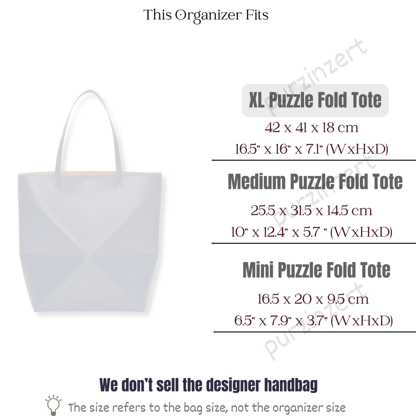 Bag Insert for (Loewe, XL Puzzle Fold Tote) Organizer of Nylon Fabric
