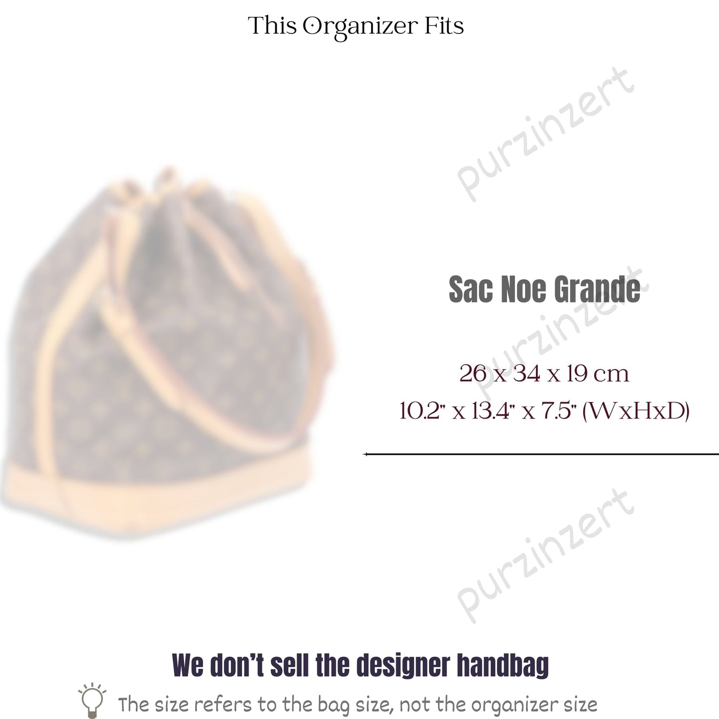 Bag Insert for (LV, Sac Noe Grande) Organizer of Silk Fabric