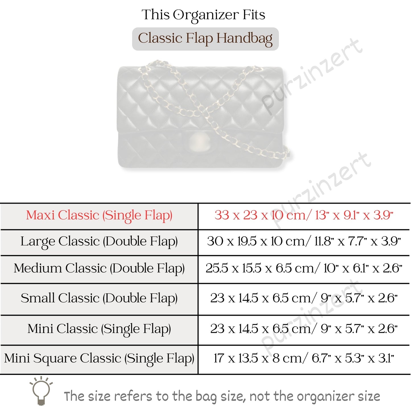 Bag Insert for (Chanel, Maxi Classic Flap) Organizer of Silk Fabric