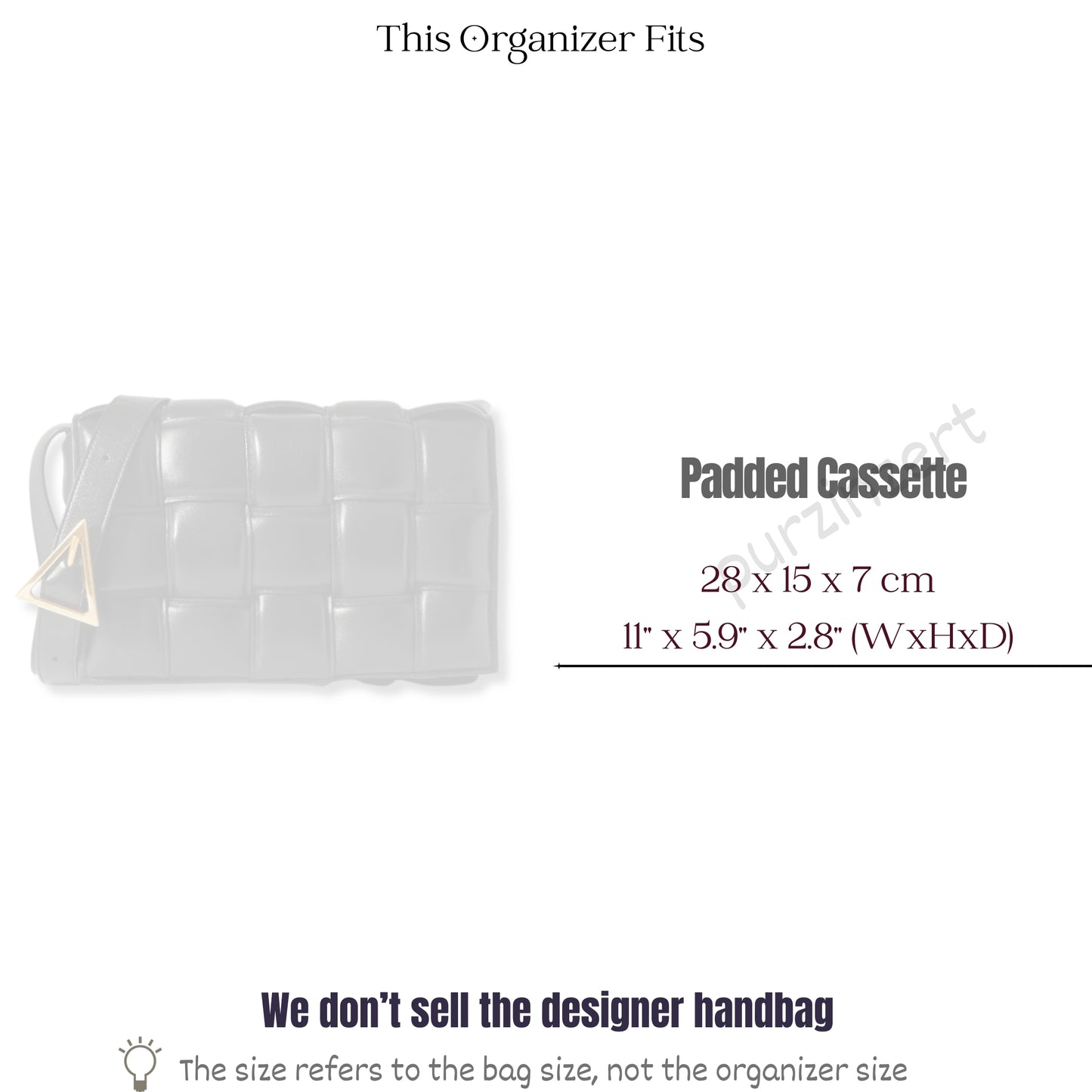 Bag Insert for (Bottega Veneta, Padded Cassette) Organizer of Silk Fabric