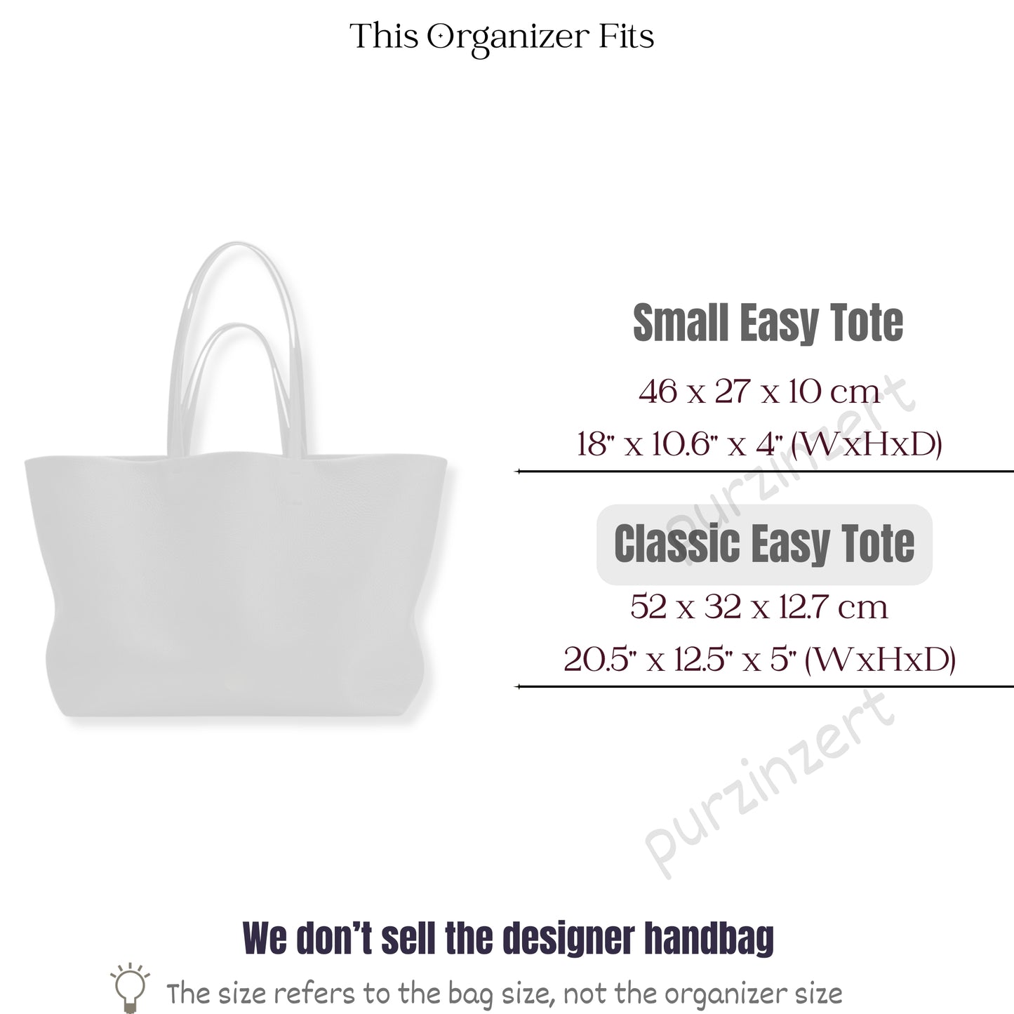 Bag Insert for (Cuyana, Classic Easy Tote) Organizer of Felt Fabric