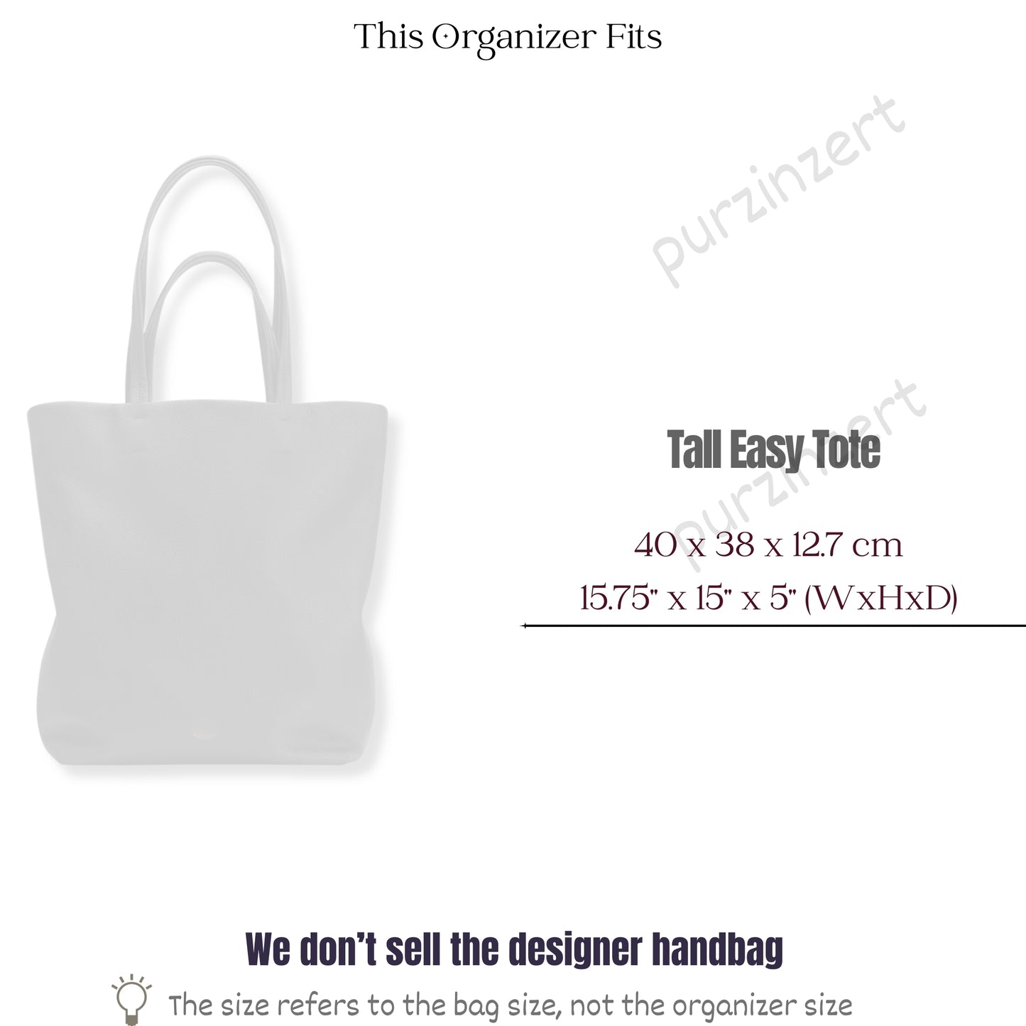 Bag Insert for (Cuyana, Tall Easy Tote) Organizer of Nylon Fabric