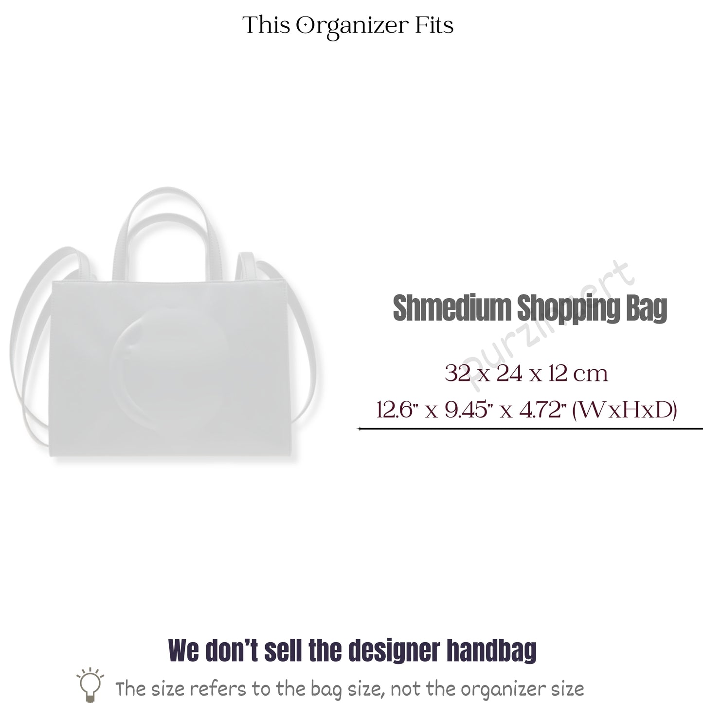 Bag Insert for (Telfar, Shmedium Shopping Bag) Organizer of Felt Fabric