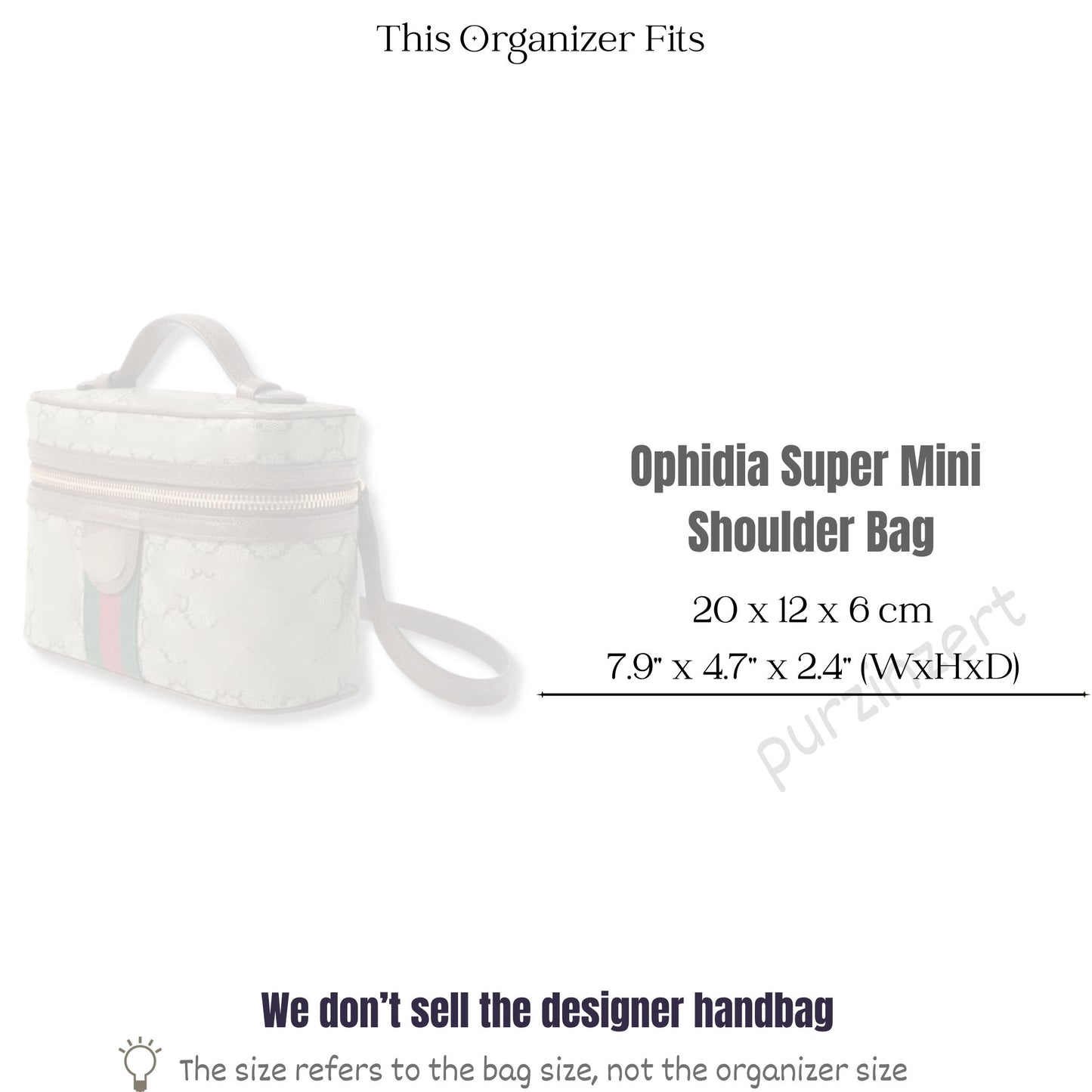 Bag Insert for (Gucci, Ophidia Super Mini Shoulder Bag) Organizer of Felt Fabric