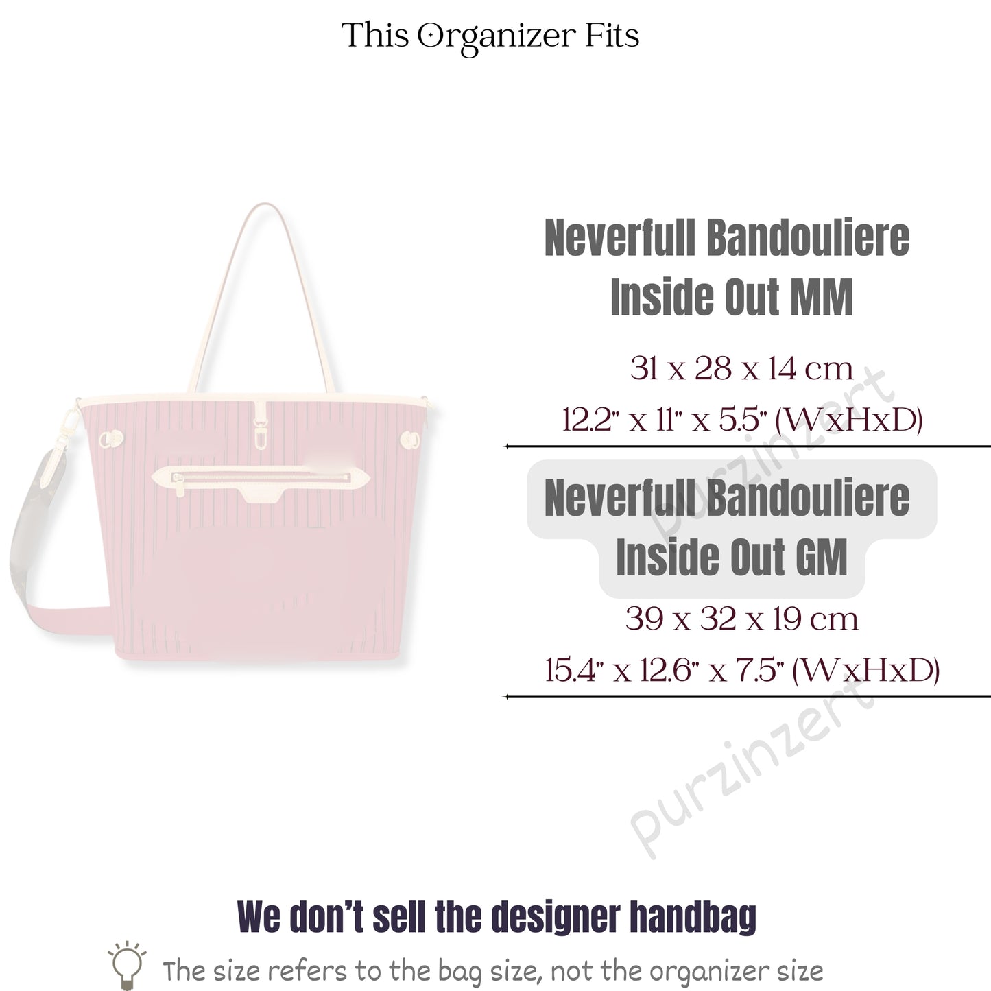Bag Insert for (LV, Neverfull Bandouliere Inside Out GM) Organizer of Nylon Fabric