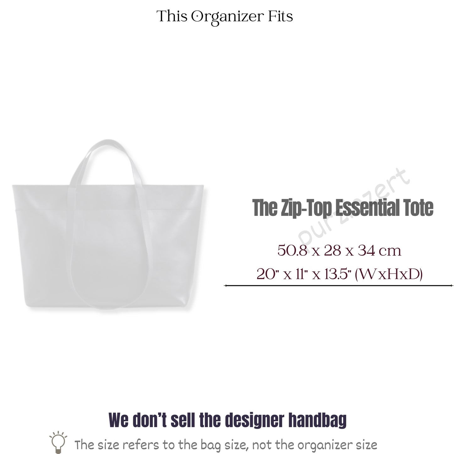 Bag Insert for (Madewell, Zip-Top Essential Tote) Organizer of Felt Fabric
