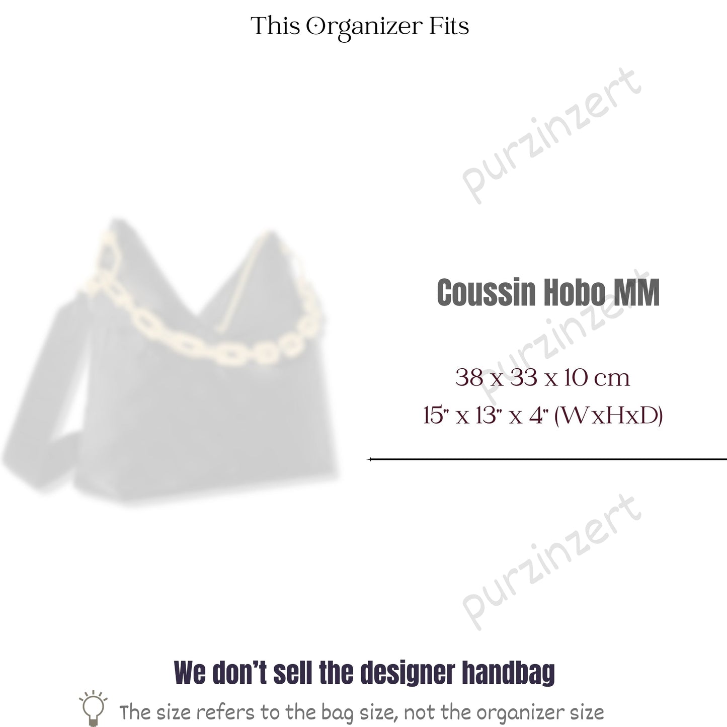 Bag Insert for (LV, Coussin Hobo MM) Organizer of Silk Fabric