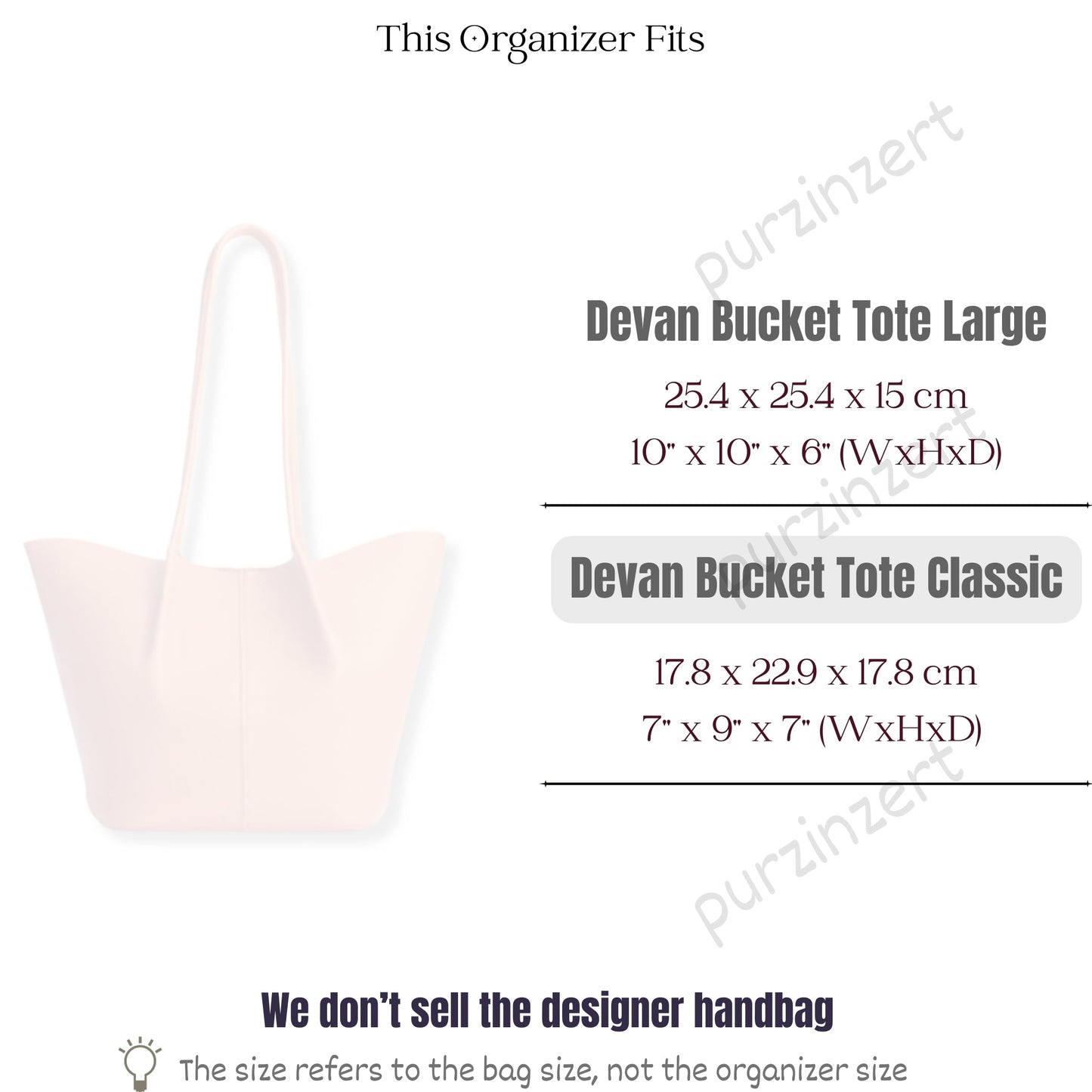 Bag Insert for (Portland Leather Goods, Devan Bucket Tote Classic) Organizer of Nylon Fabric