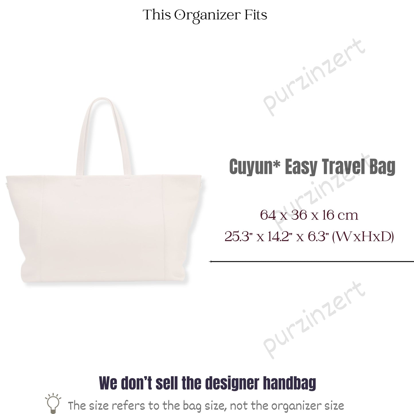 Bag Insert for (Cuyana, Easy Travel Bag) Organizer of Felt Fabric