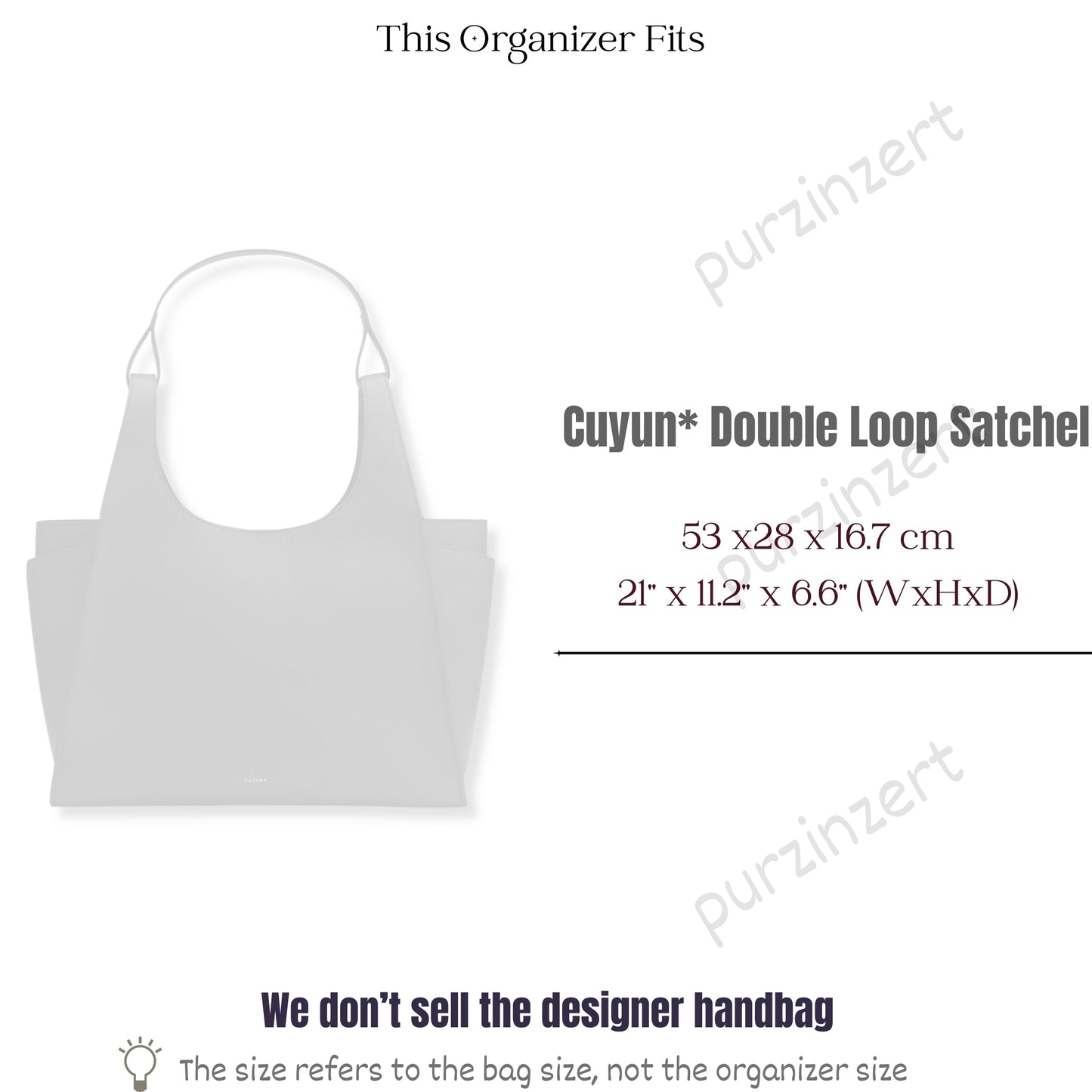 Bag Insert for (Cuyana, Double Loop Satchel) Organizer of Felt Fabric