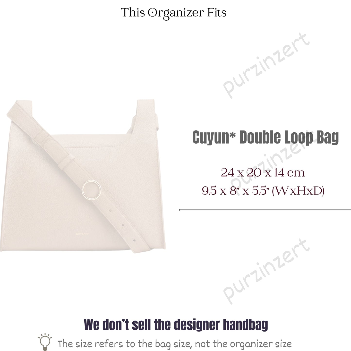 Bag Insert for (Cuyana, Double Loop Bag) Organizer of Felt Fabric