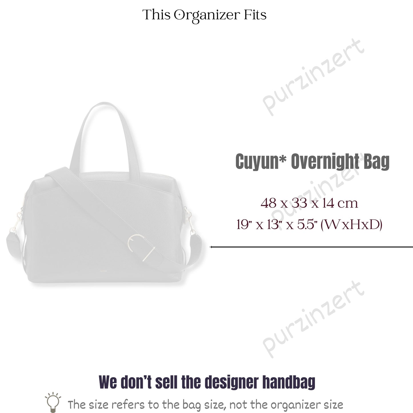 Bag Insert for (Cuyana, Overnight Bag) Organizer of Felt Fabric