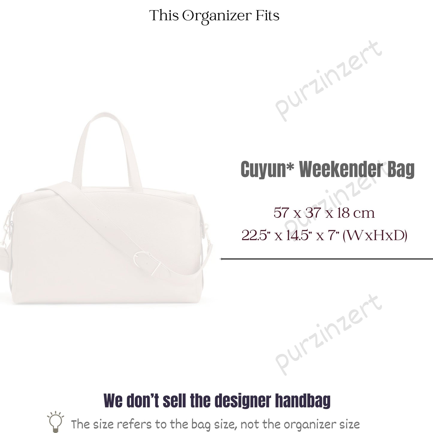 Bag Insert for (Cuyana, Weekender Bag) Organizer of Felt Fabric
