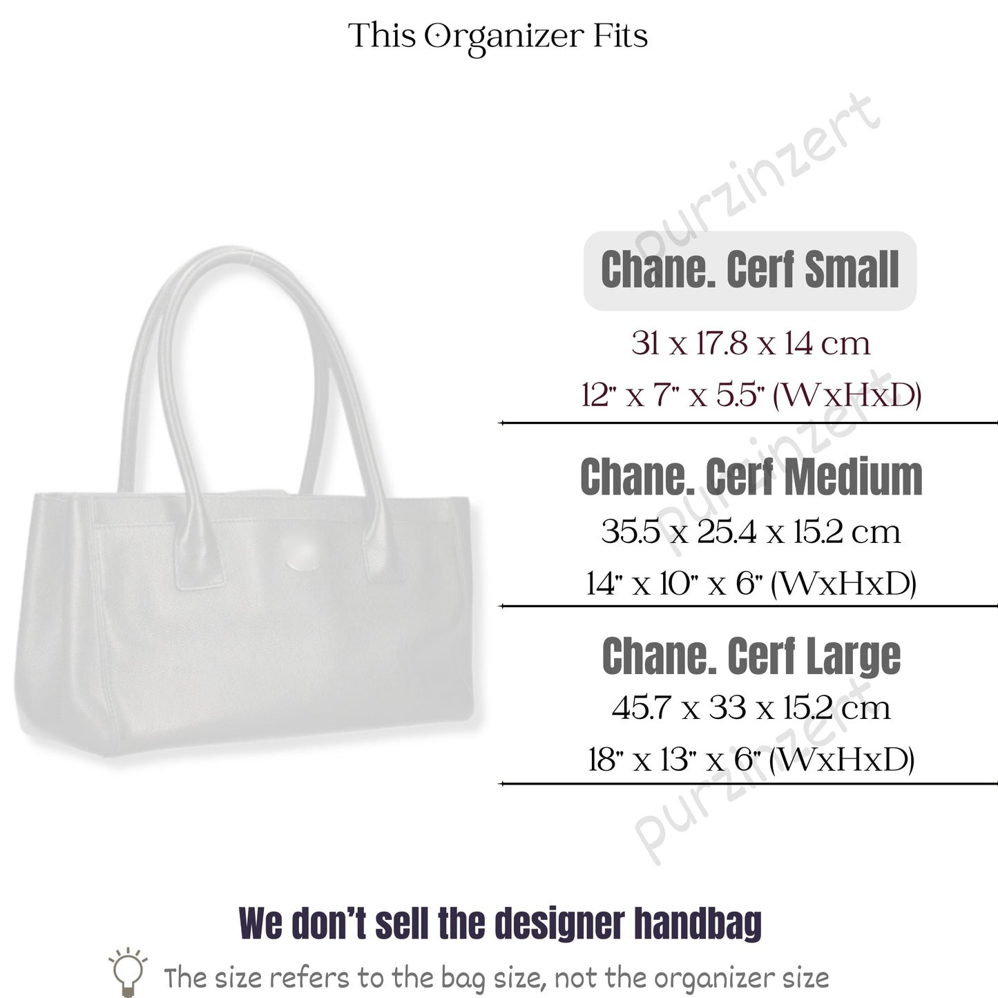 Bag Insert for (Chanel, Cerf Small) Organizer of Silk Fabric