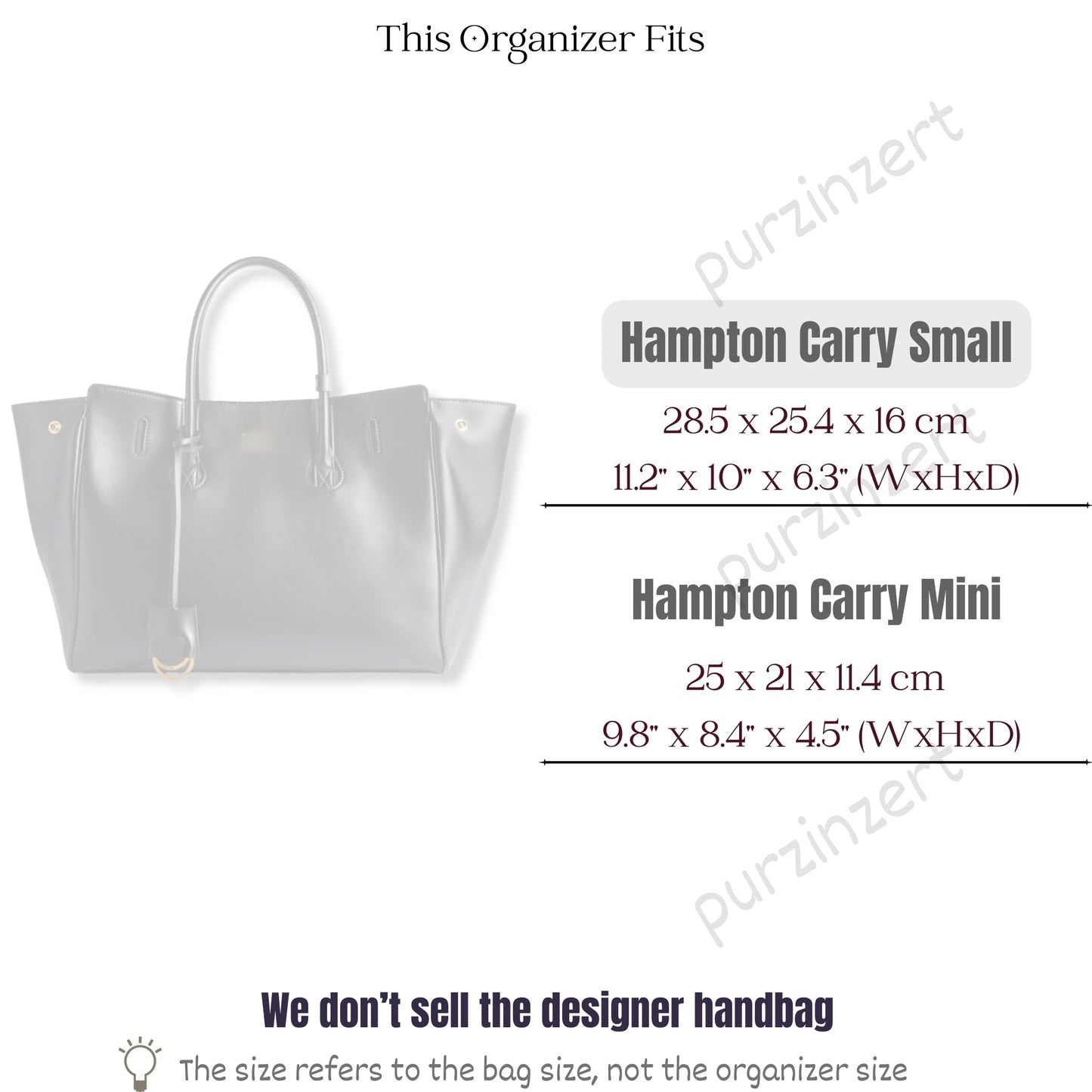 Bag Insert for (Balenciaga, Hampton Carry Small) Organizer of Nylon Fabric