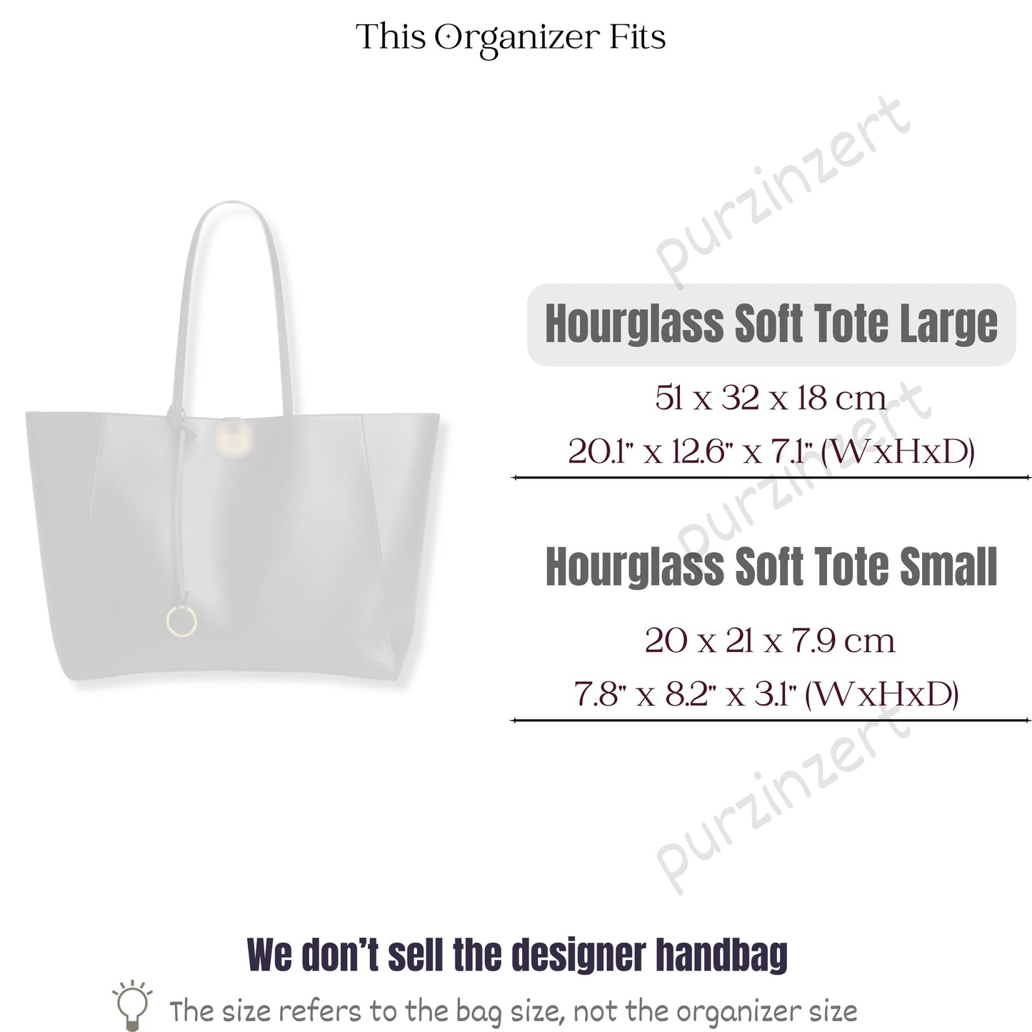 Bag Insert for (Balenciaga, Hourglass Soft Tote Large) Organizer of Felt Fabric