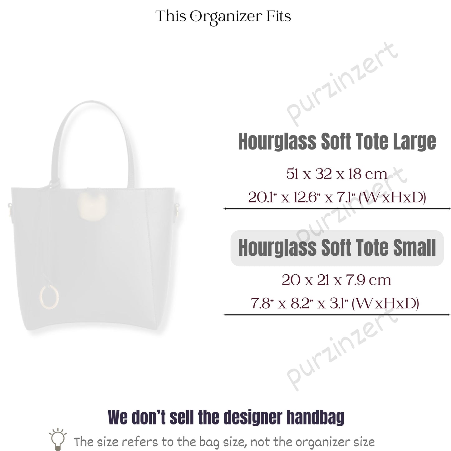 Bag Insert for (Balenciaga, Hourglass Soft Tote Small) Organizer of Silk Fabric