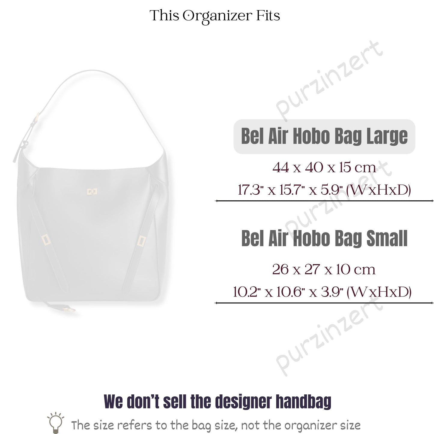 Bag Insert for (Balenciaga, Bel Air Hobo Bag Large) Organizer of Felt Fabric
