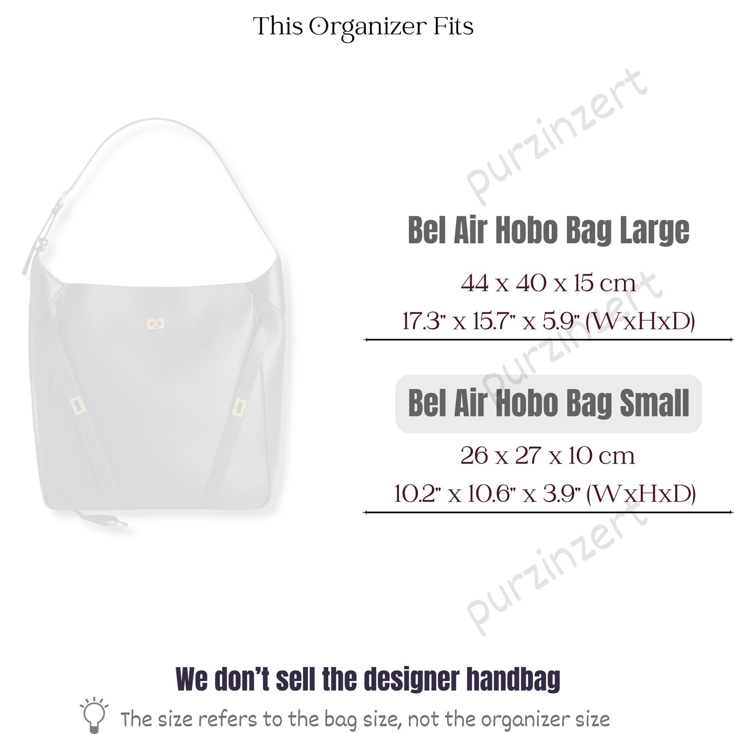 Bag Insert for (Balenciaga, Bel Air Hobo Bag Small) Organizer of Silk Fabric
