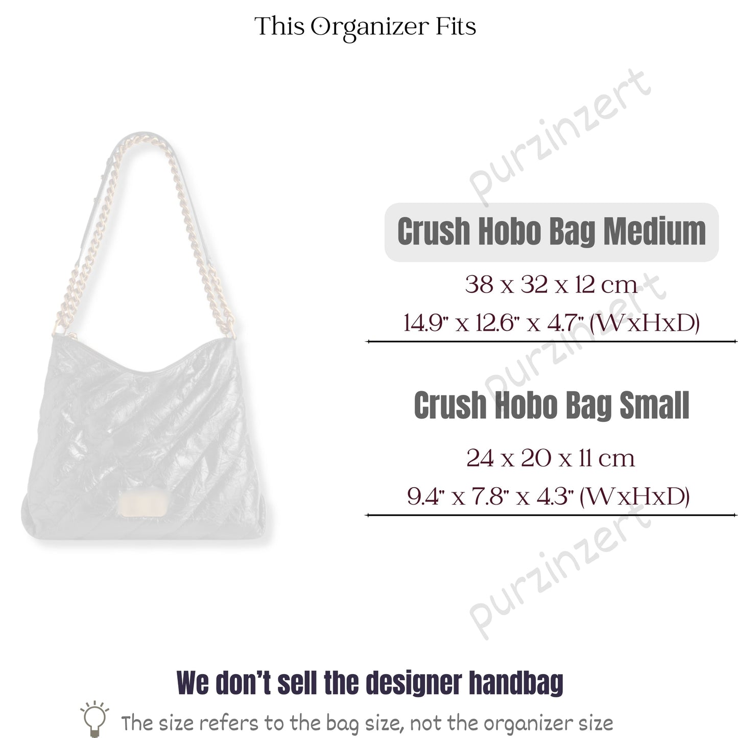 Bag Insert for (Balenciaga, Crush Hobo Bag Medium) Organizer of Silk Fabric