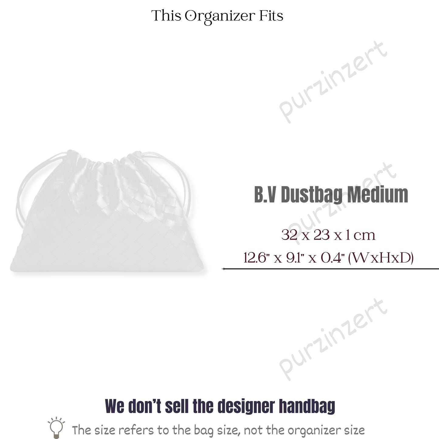 Bag Insert for (Bottega Veneta, BV Dust Bag) Organizer of Silk Fabric